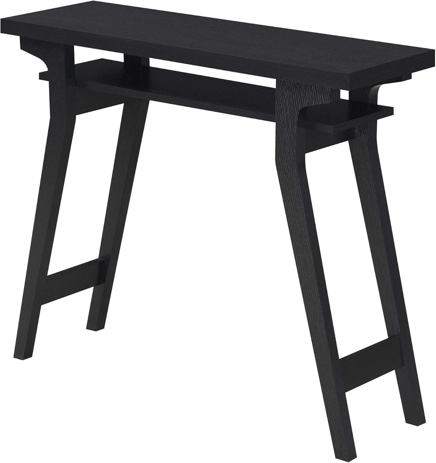 Sleek 36" Black Wood and Metal Console Table with Storage