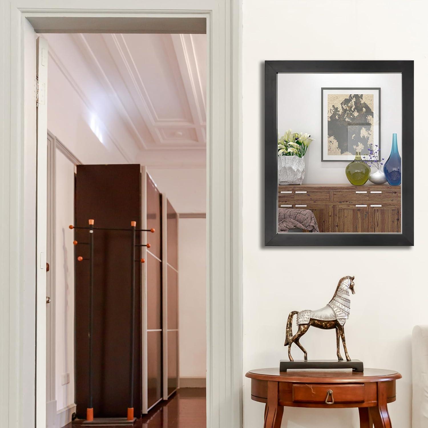 Amazon Basics Rectangular Wall Mount Mirror 16" x 20" - Standard Trim, Black