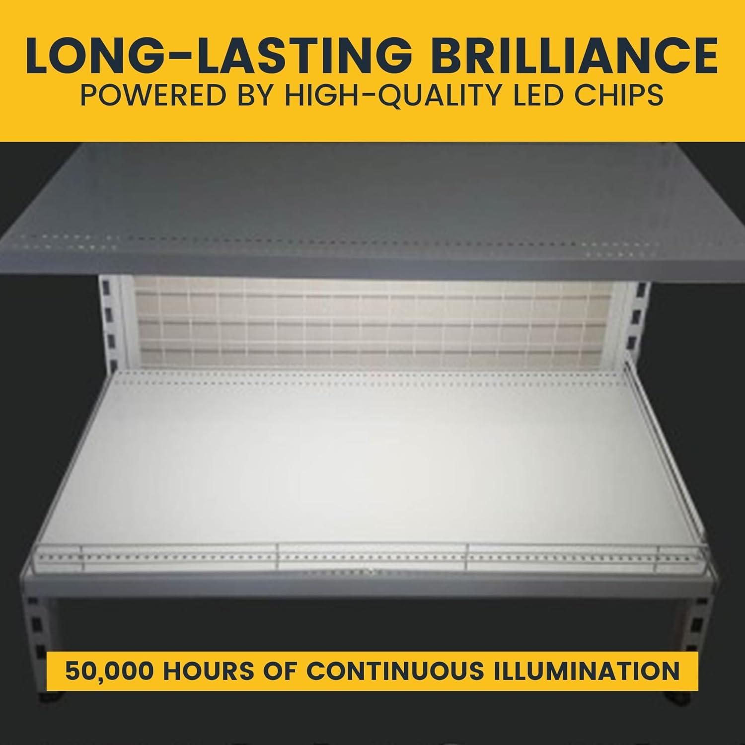 Gondola LED Shelf Lighting, 6500K Shelf LED Lights with Opalescent PC Cover, 50,000-Hour LED Shelf Lights for Supermarkets, Magnetic 4-ft Strip, 24V Adapter, 4-Pack Shelf Light, V-Shape