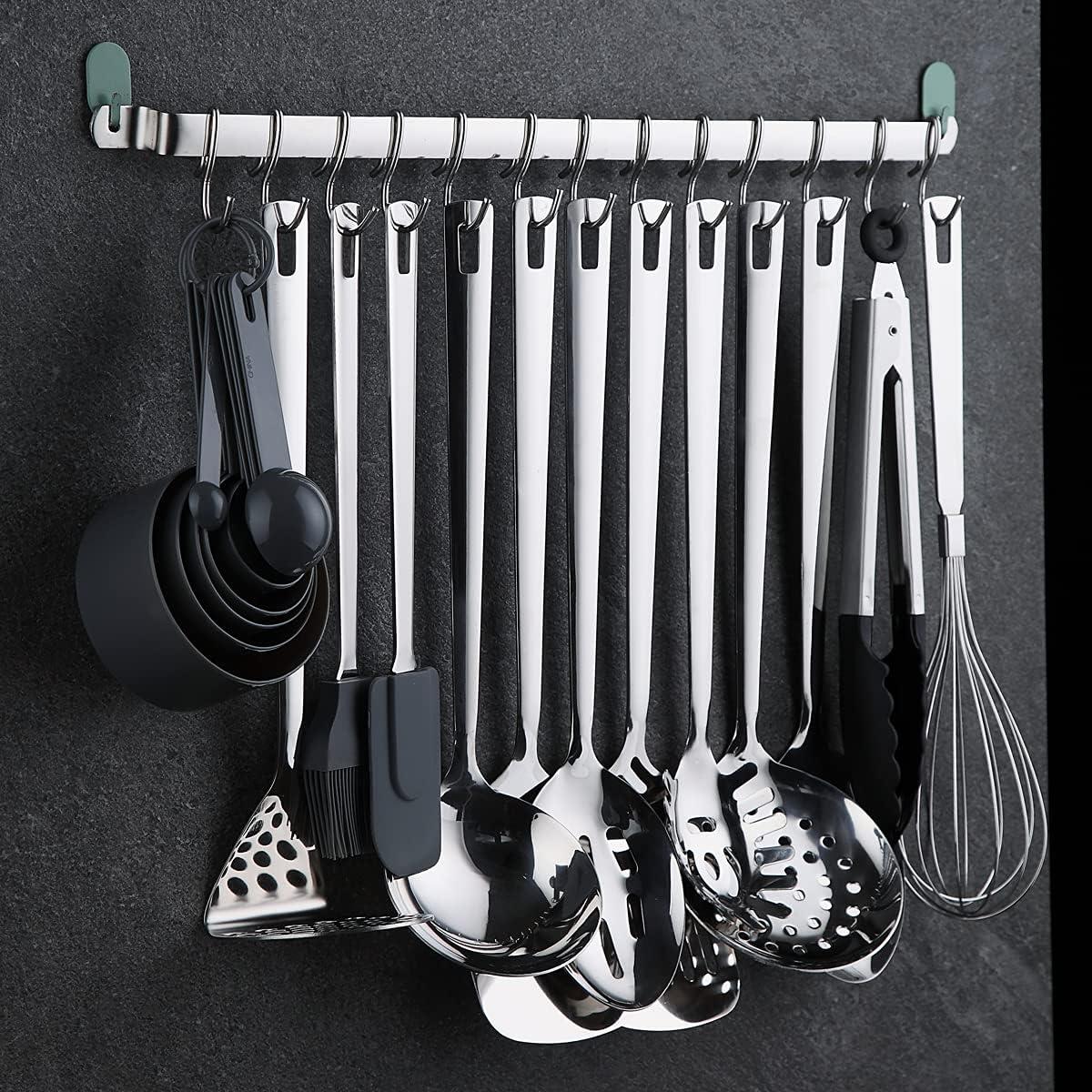 ReaNea Cooking Utensils Set Stainless Steel 37 Pieces Kitchen Utensils Set Kitchen Tool Gadgets with Hooks for Hanging