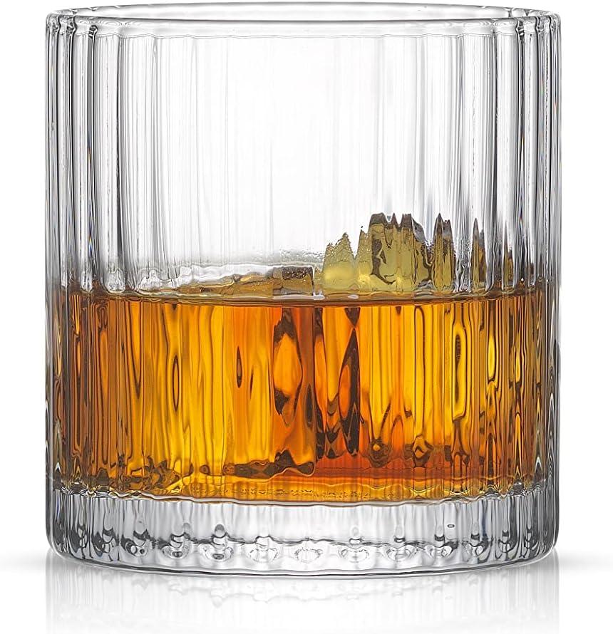 JoyJolt Elle Fluted Double Old Fashioned Whiskey Glass, 10oz