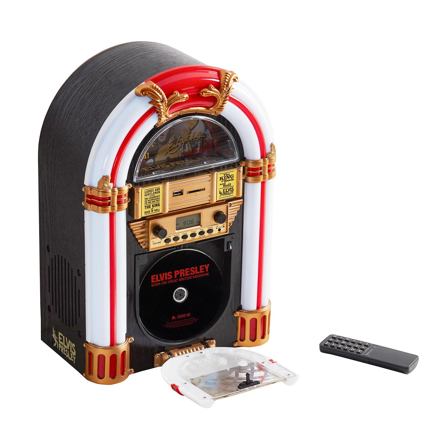 Arkrocket Audio ArkrocketxElvis Presley Mini Jukebox / Tabletop CD Player / Bluetooth Speaker (Black/Gold)