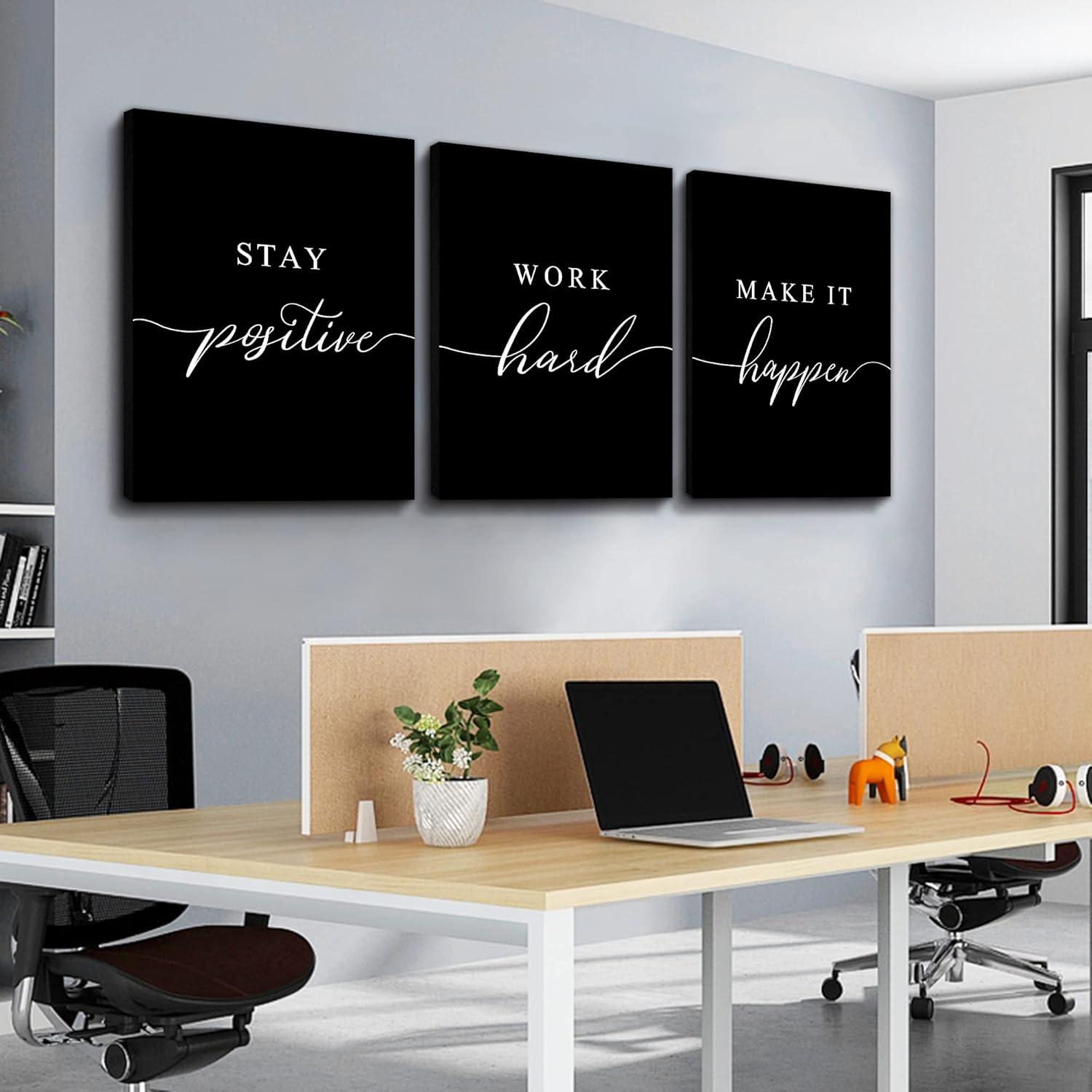 Black and White Motivational Quote Canvas Wall Art Set