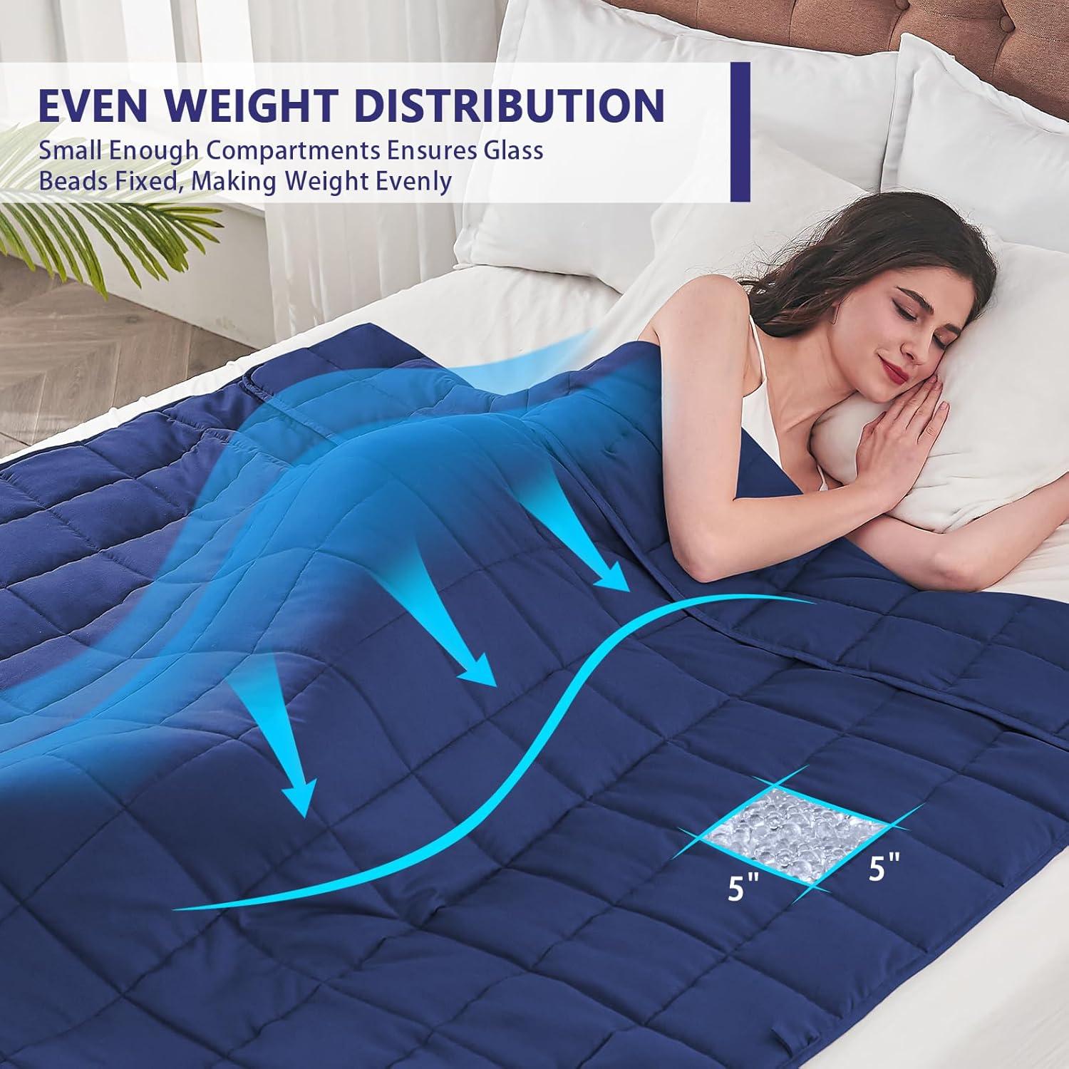 Blue Queen Size Cooling Weighted Blanket with Glass Beads