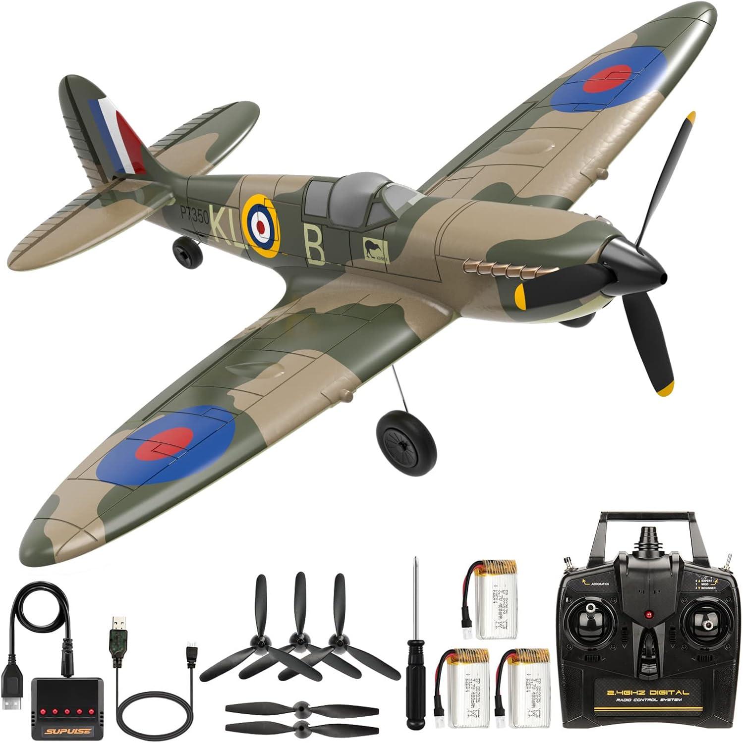 Open Box 4-CH Spitfire One Key Remote Control Airplane with Xpilot Stabilizer