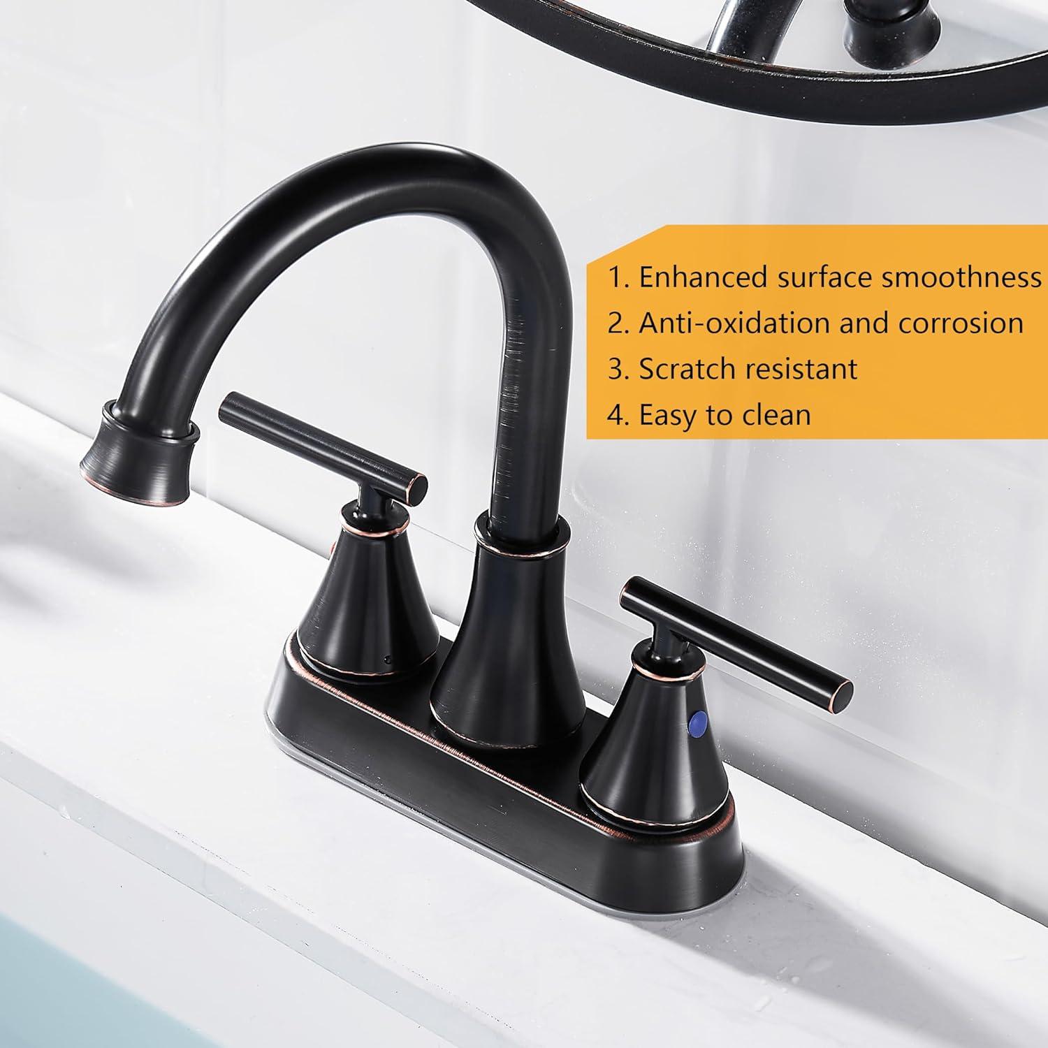 Oil Rubbed Bronze 4-Inch 2-Handle Stainless Steel Bathroom Faucet