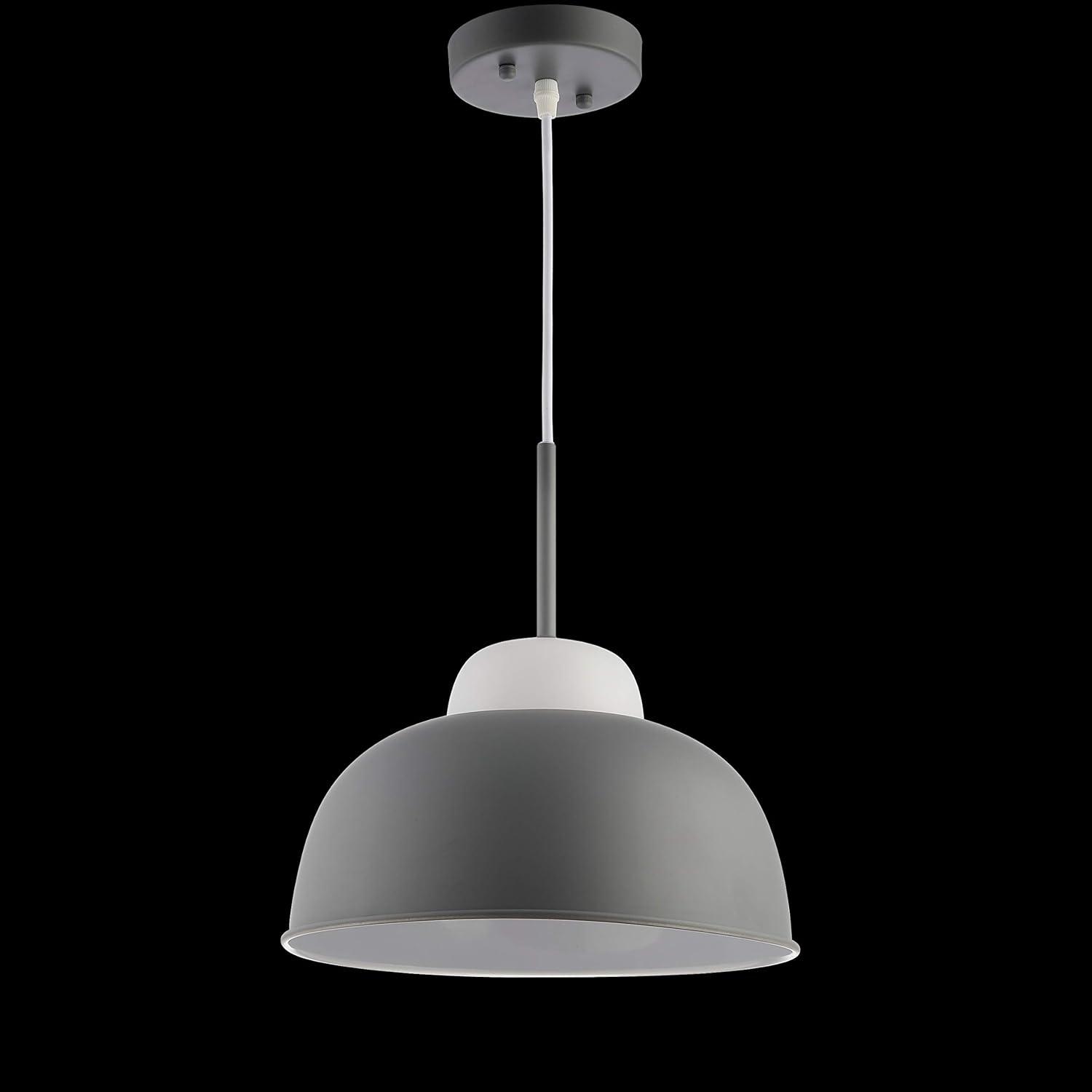 Simon 12" Adjustable Metal/Glass LED Pendant, Gray