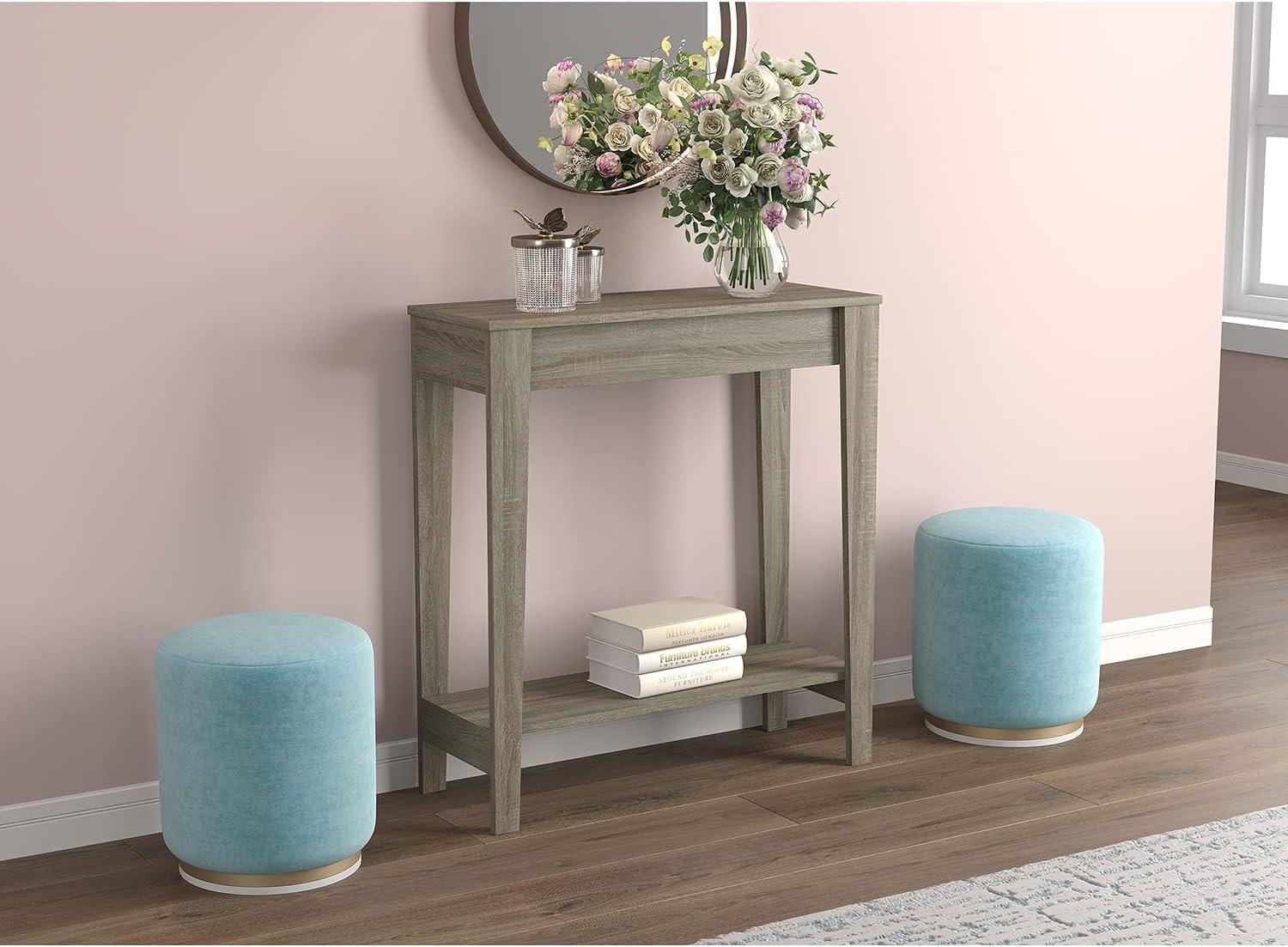 Contemporary Dark Taupe 31" Console Table with Storage Shelf