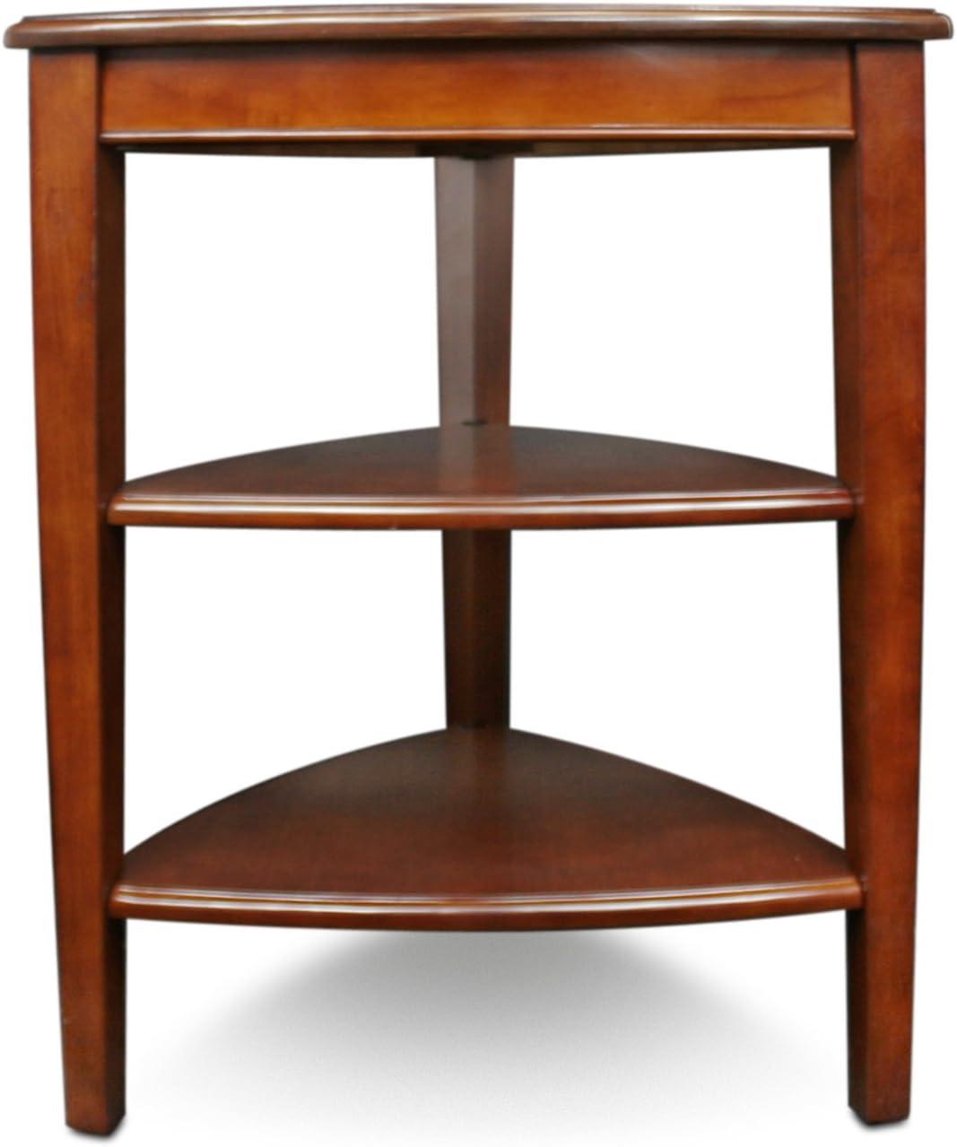 Shield Tier Corner Table - Glazed Auburn - Leick Home: Solid Wood, Bowed Rails, 27" High