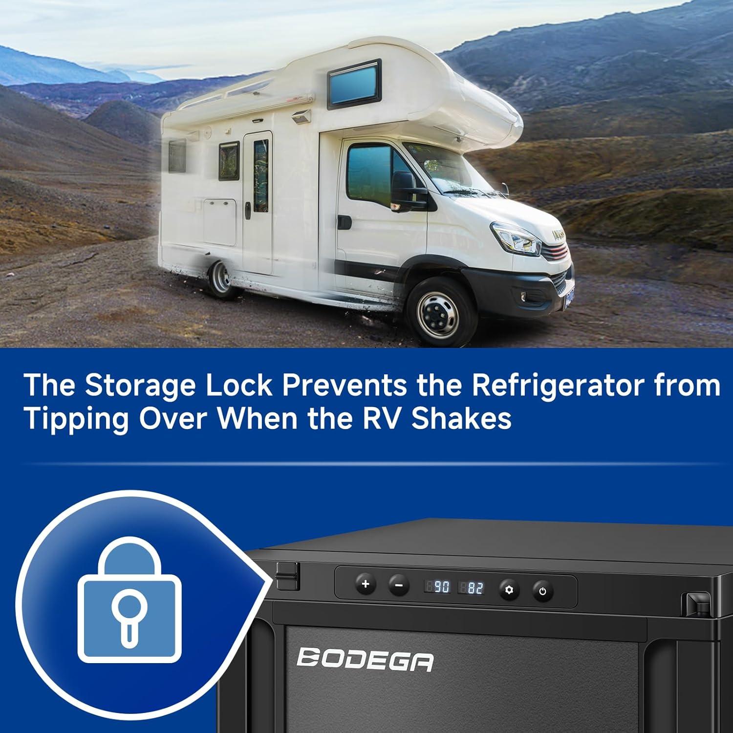 1.6 cu.ft. 45L RV Fridge and Freezer, Car Refrigerator with Lock, (-4℉-46℉) Outdoor Refrigerator in Black