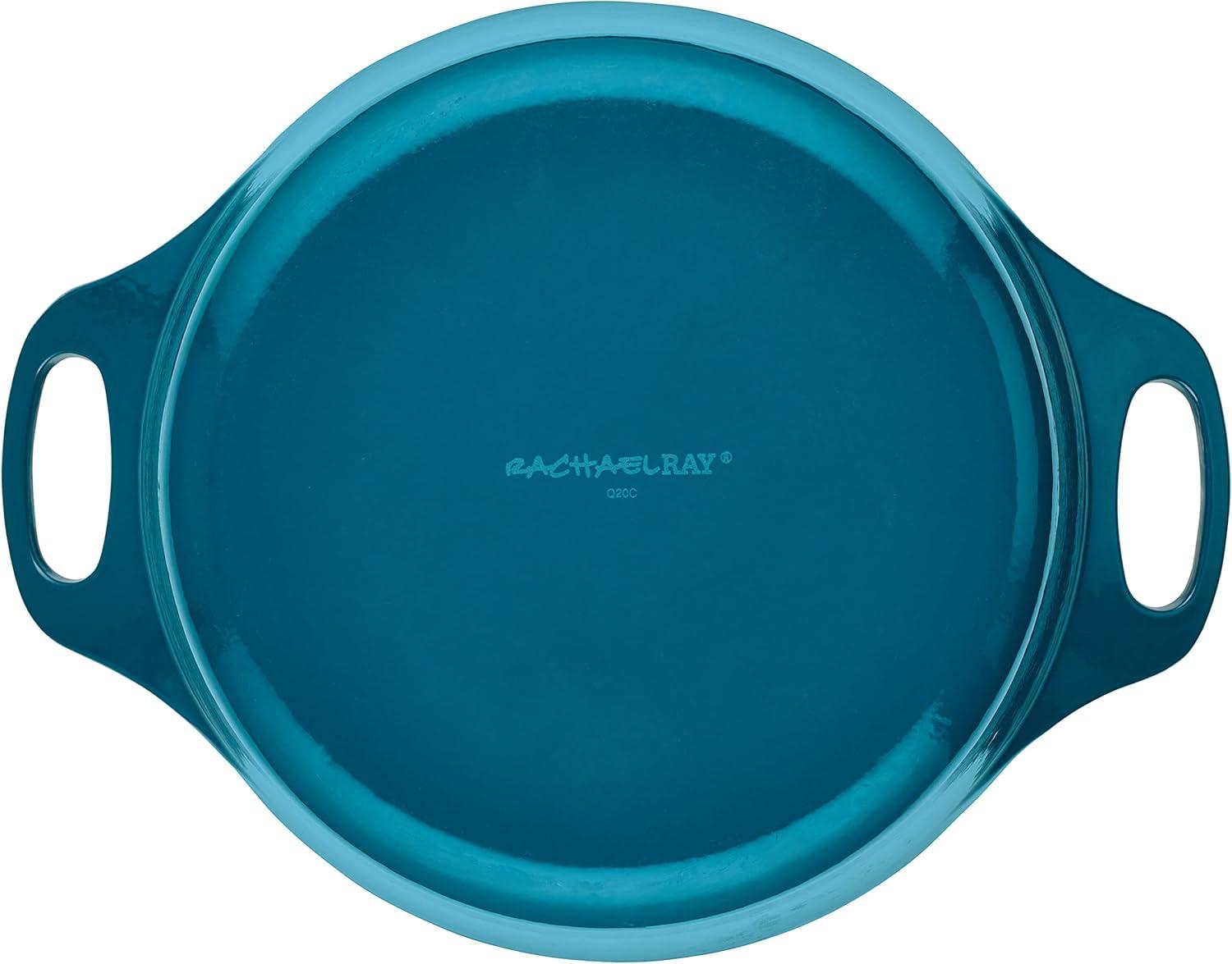 Rachael Ray Enameled Cast Iron Dutch Oven Casserole Pot with Lid, 5 Quart, Teal