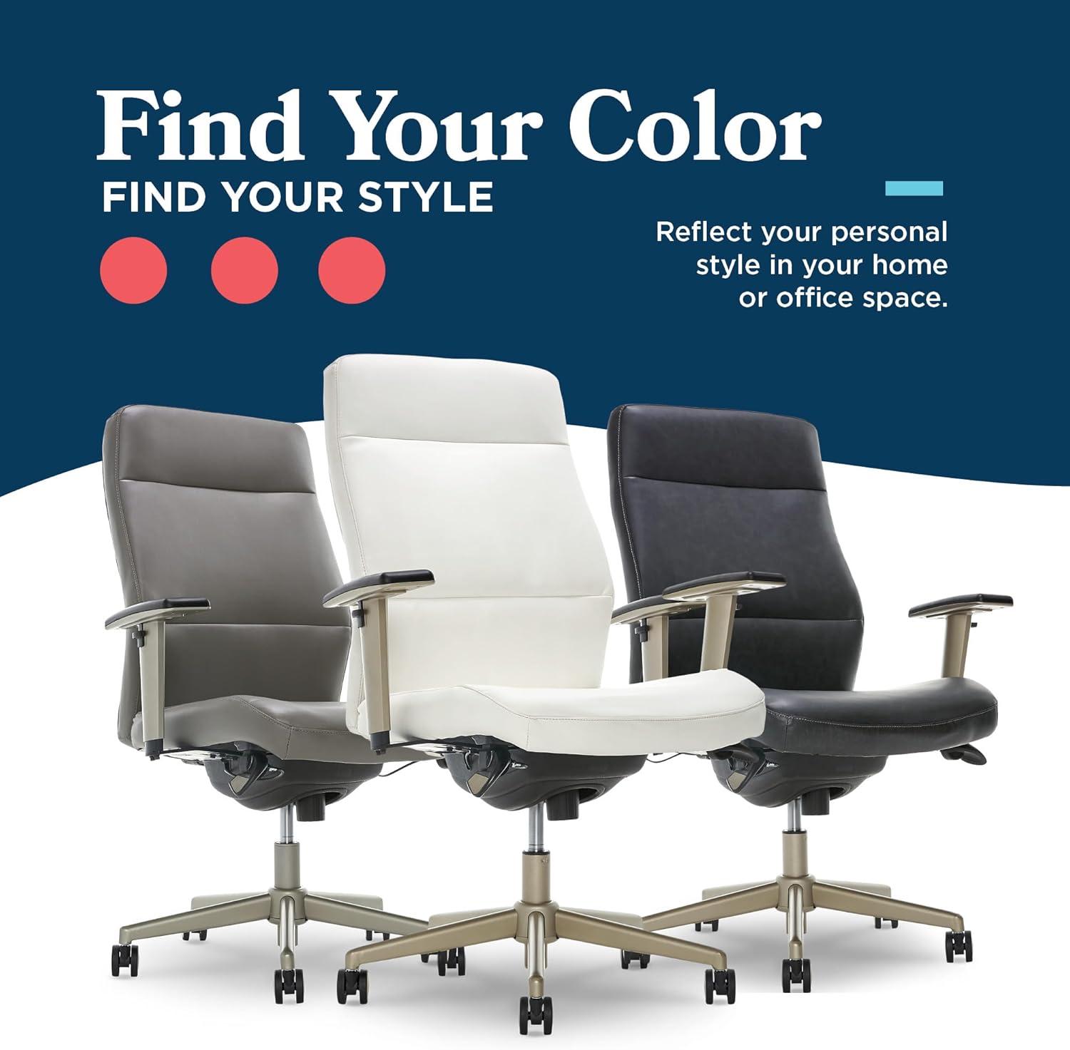La-Z-Boy Baylor Bonded Leather Adjustable Ergonomic Executive Office Chair with Lumbar Support