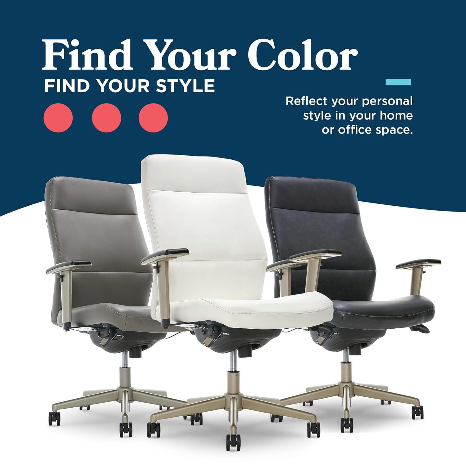 La-Z-Boy Baylor Bonded Leather Adjustable Ergonomic Executive Office Chair with Lumbar Support