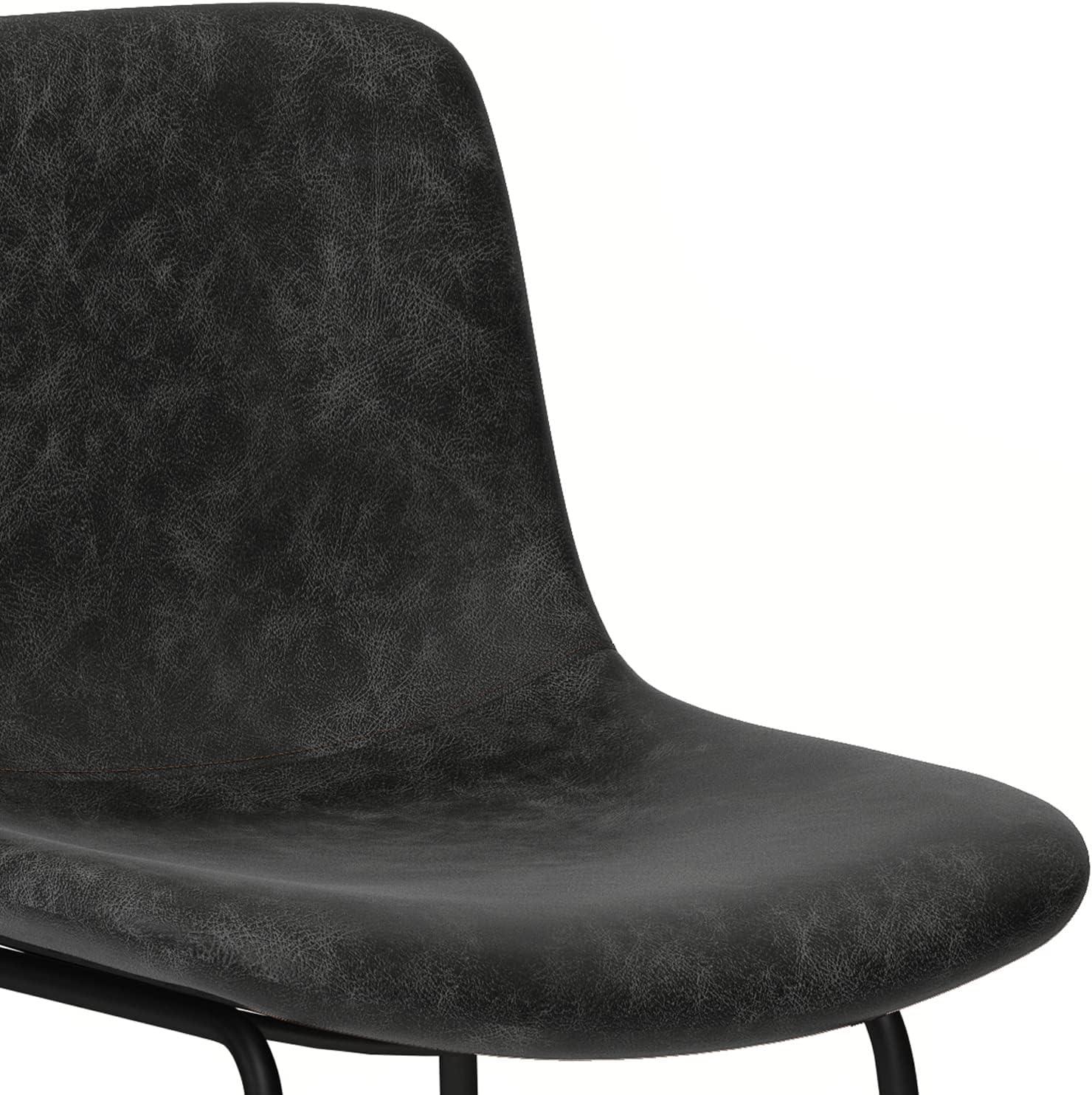Simpli Home Jolie Upholstered Vegan Faux Leather Contemporary Counter Stool with Padded Bucket Seat and Footrest (Set of 2)