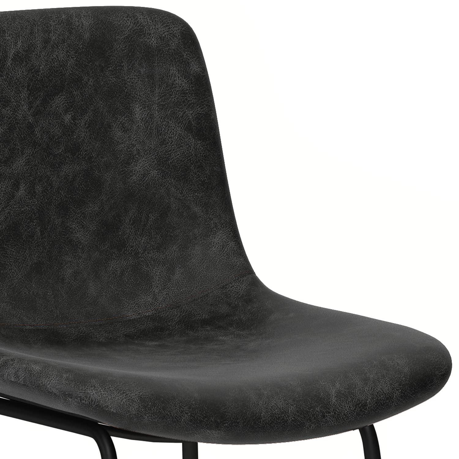 Simpli Home Jolie Upholstered Vegan Faux Leather Contemporary Counter Stool with Padded Bucket Seat and Footrest (Set of 2)