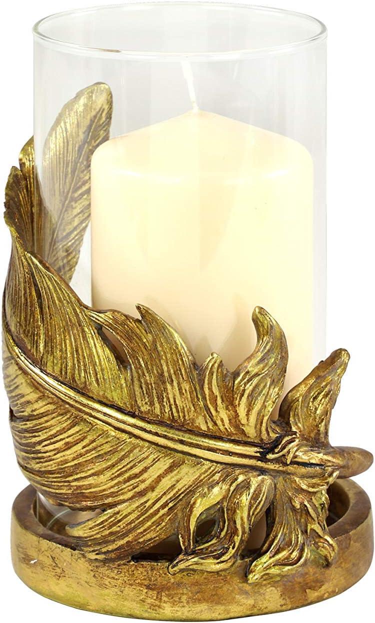 Elegant Winter Gold Glass Tabletop Hurricane Candle Lantern