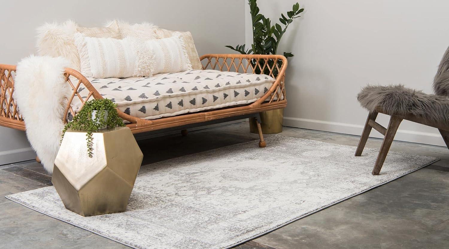 Unique Loom Rosso Collection Area Rug - Bellini (9'  x 12' 2" Rectangle Gray/Ivory)