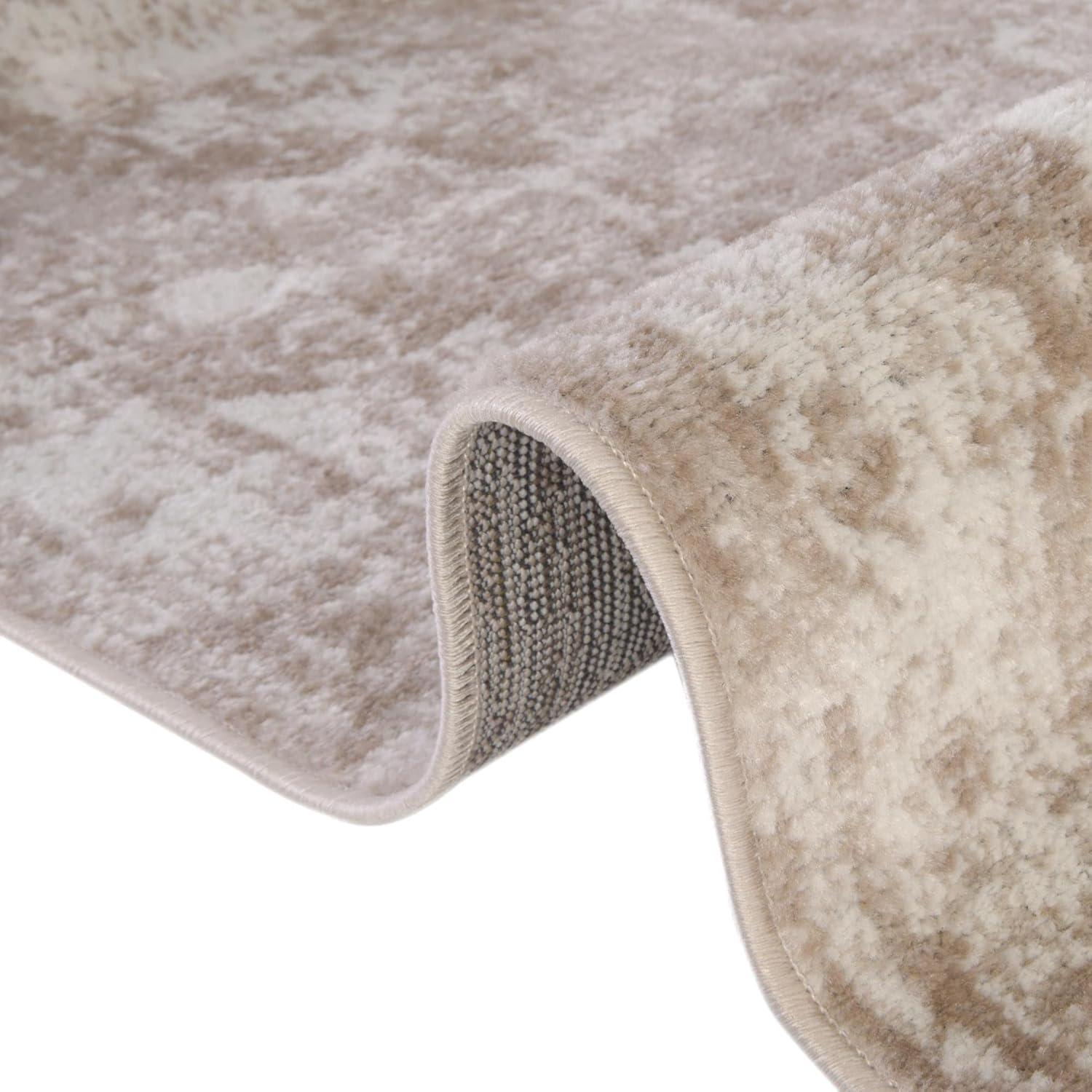 Rugs.com Monte Carlo Collection Rug – 5' Round Beige Medium Rug Perfect for Kitchens, Dining Rooms