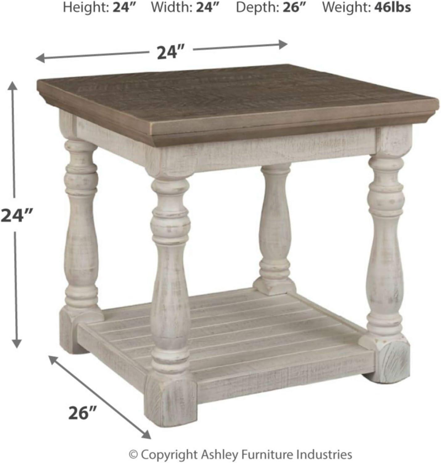 Modern Gray & White Rustic Wood Square End Table