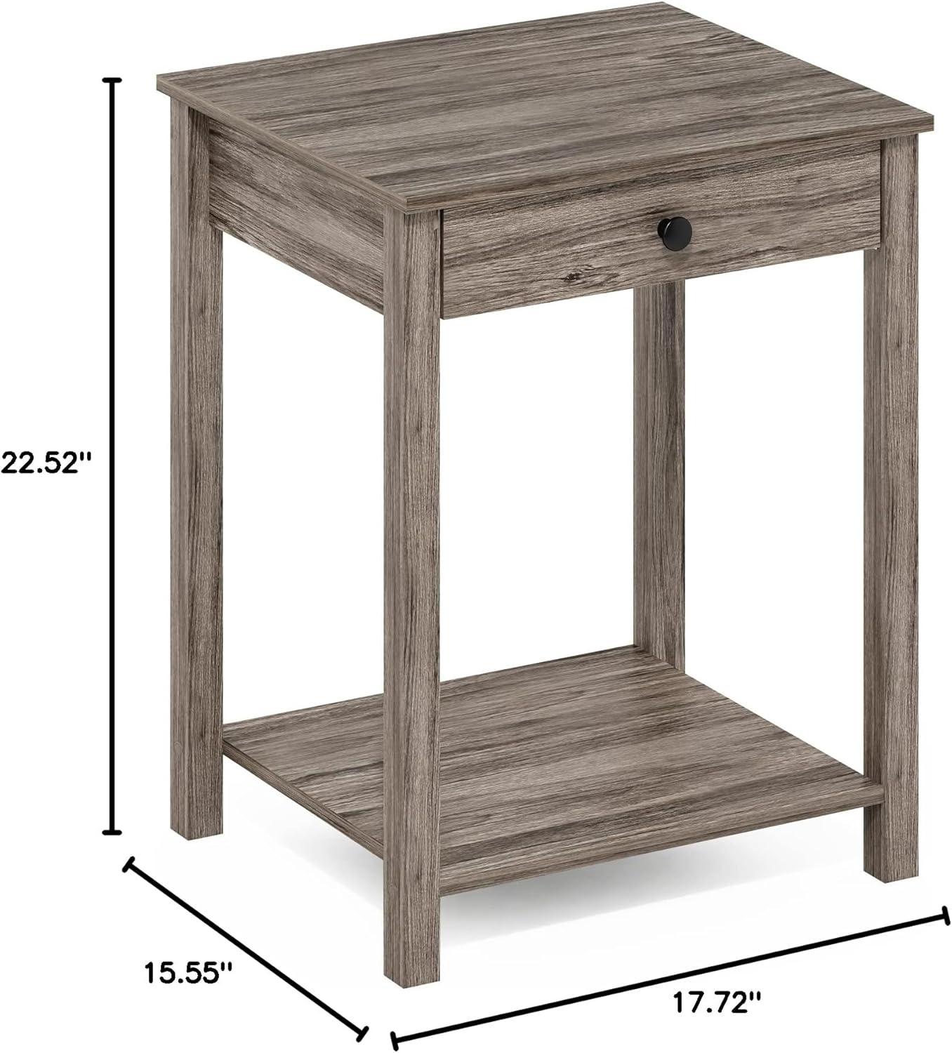 Furinno Classic Side Table with Drawer, Rustic Oak