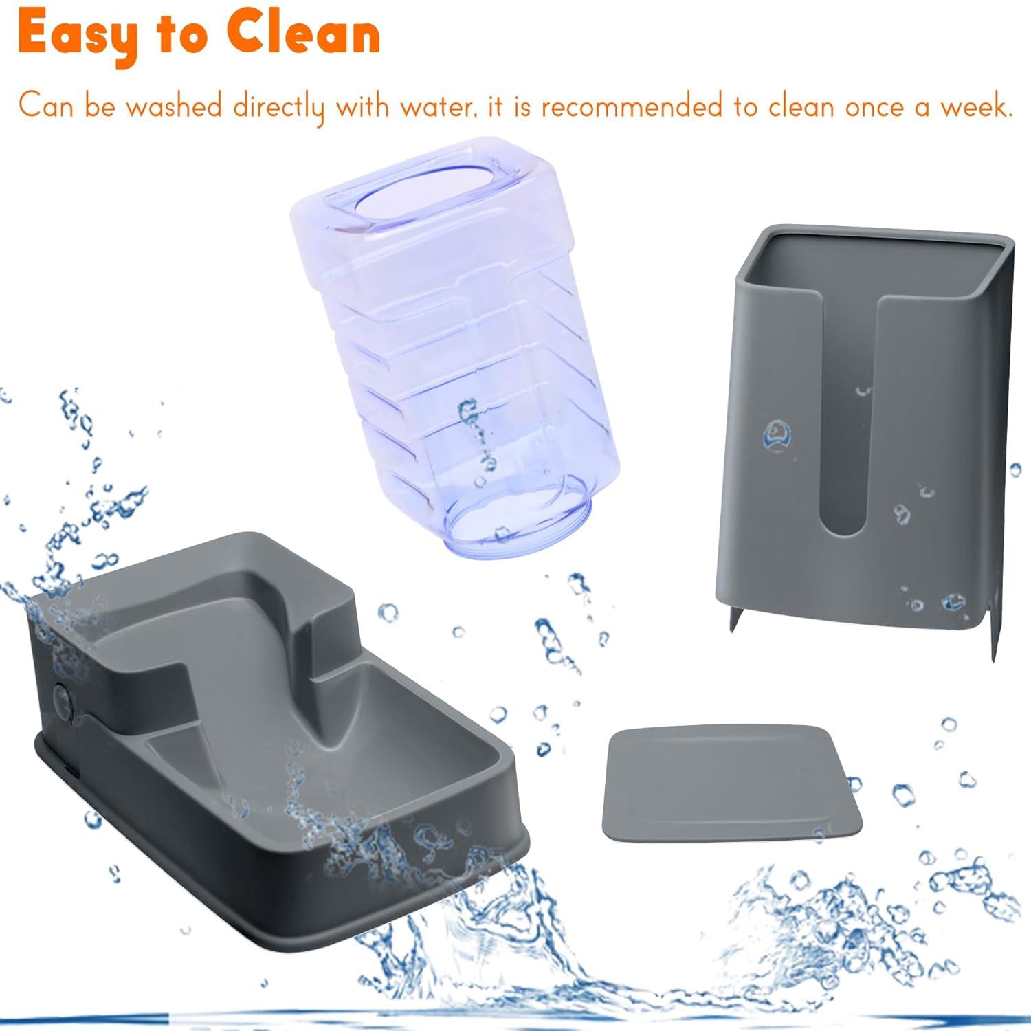 Automatic Cat Feeder and YPF5 Cat Water Dispenser in Set 2 Packs Automatic Dog Feeder and Dog Water Dispenser 1 Gallon for Small Medium Big Dog Pets Puppy Kitten (deep Gray)