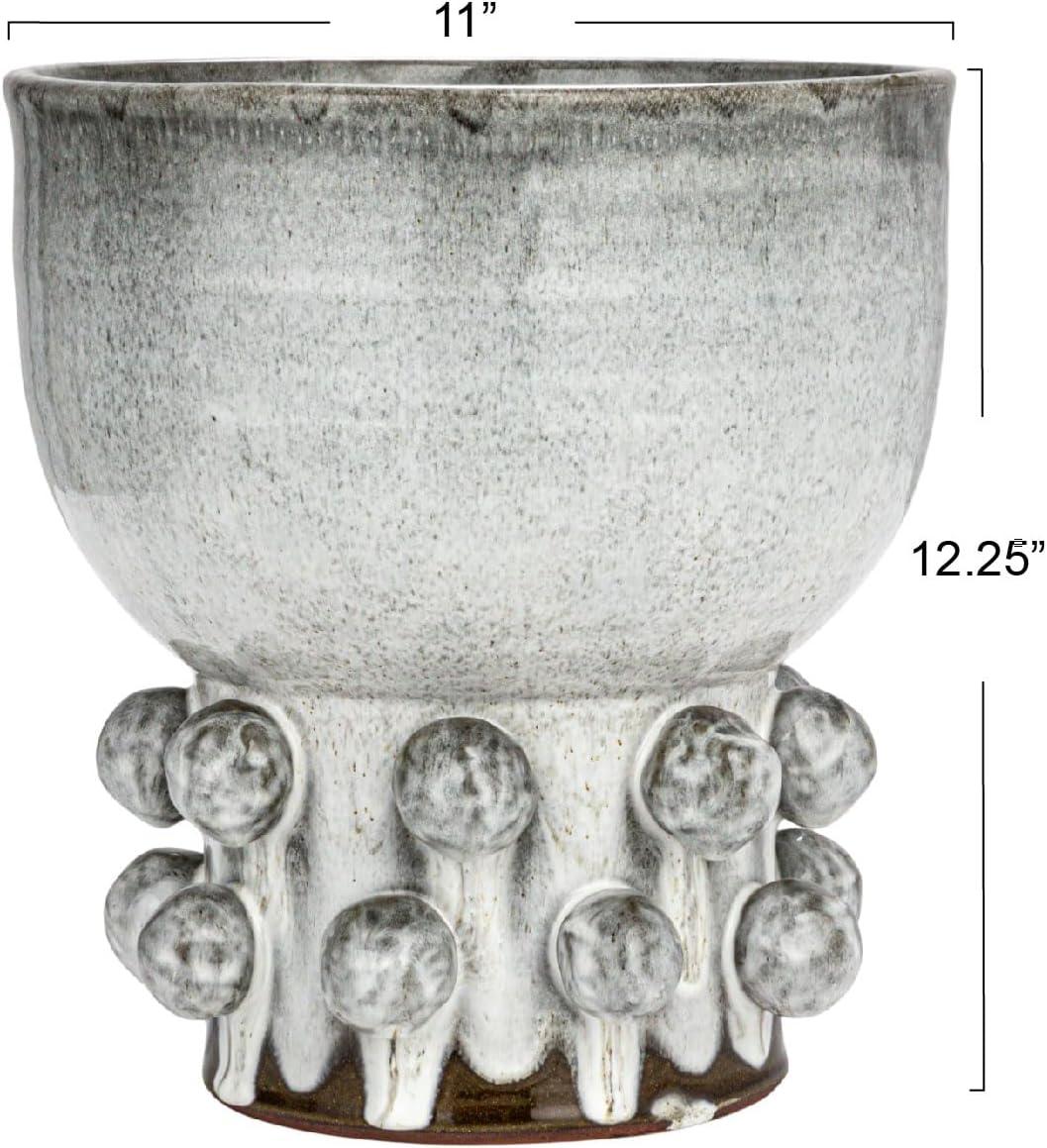 White Ceramic Decorative Table Vase with Raised Dots