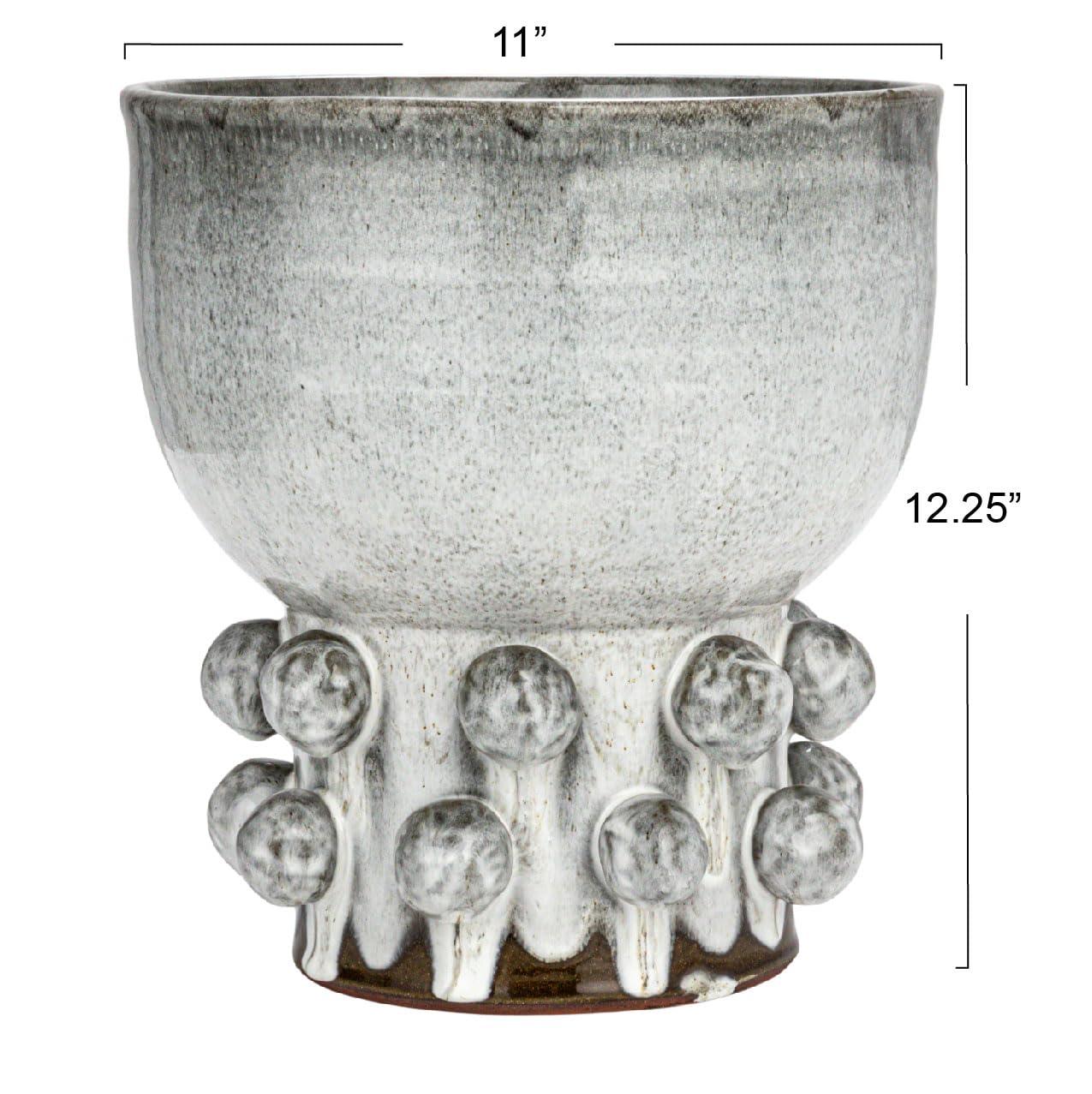 White Ceramic Decorative Table Vase with Raised Dots