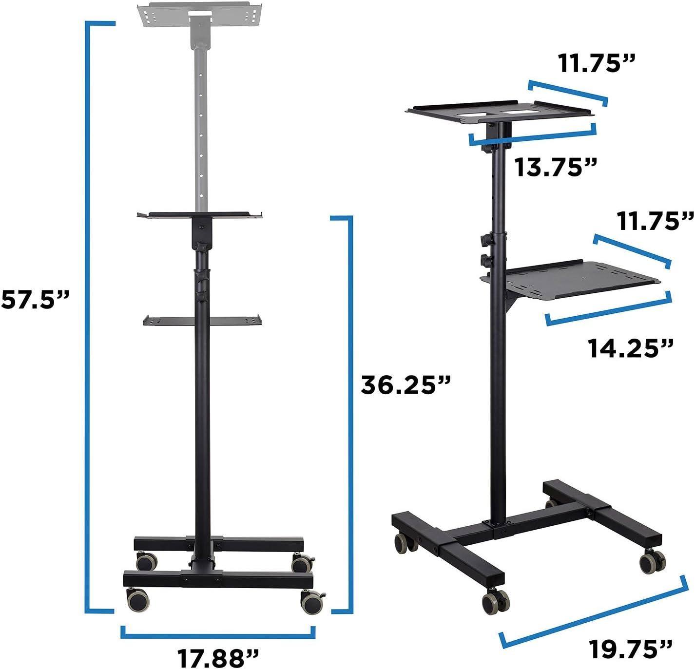 Mount-it Mount-It! Mobile Projector and Laptop Stand with 2 Shelves, Rolling Cart