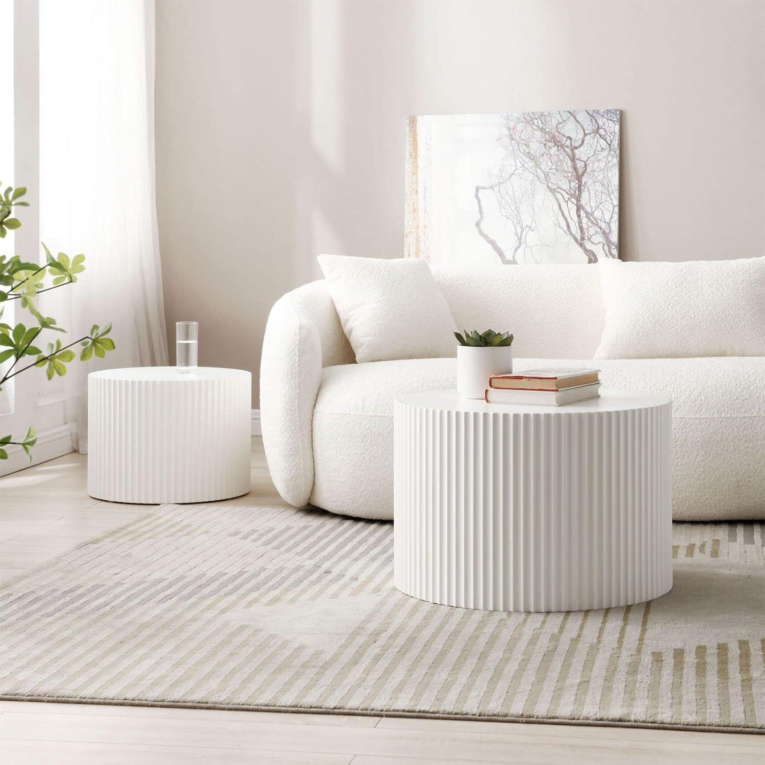 Hokku Designs Blayne 23.62" Round Nesting Coffee Table (2-Pieces)