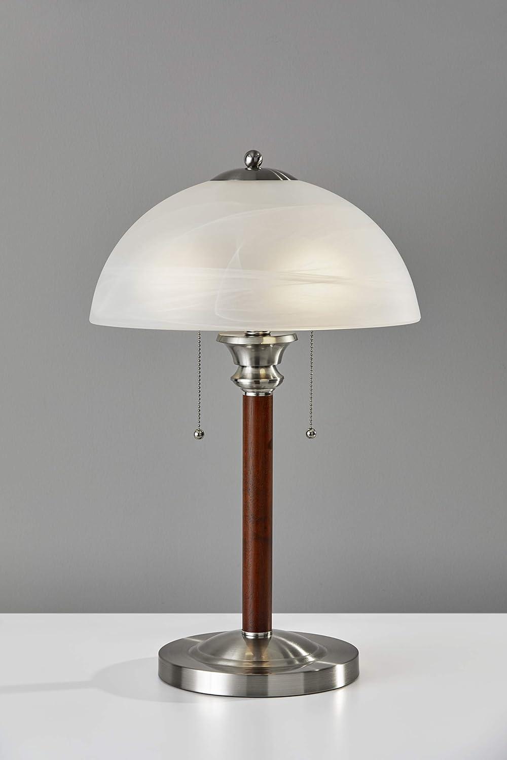 Adesso Lexington Table Lamp, Walnut rubber wood with brushed steel accents