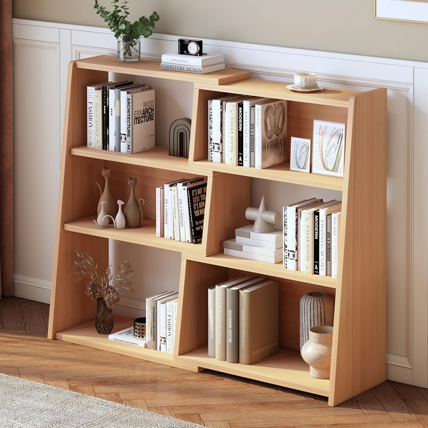 Latitude Run® Wooden Extendable Shelf Bookcase - 3-Tier Ladder Low Short Bookshelf For Small Space Or Corner