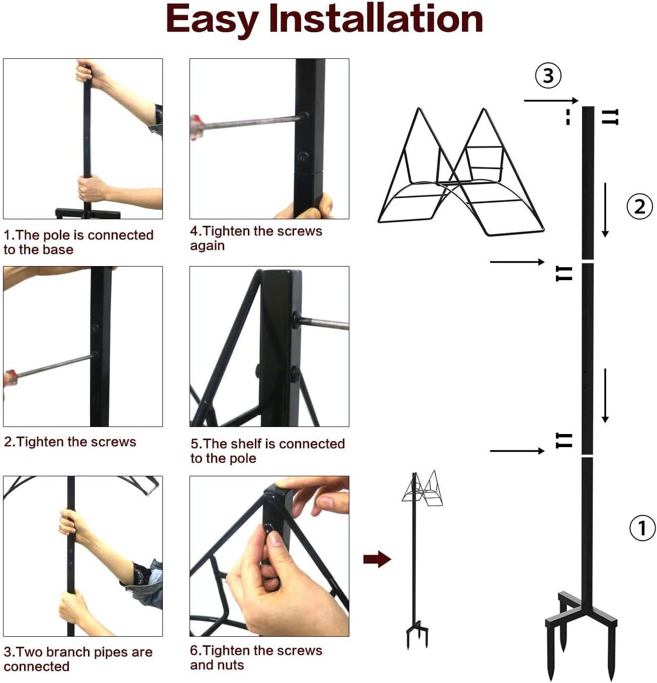 Black Metal Free-Standing Garden Hose Holder with Triangular Design