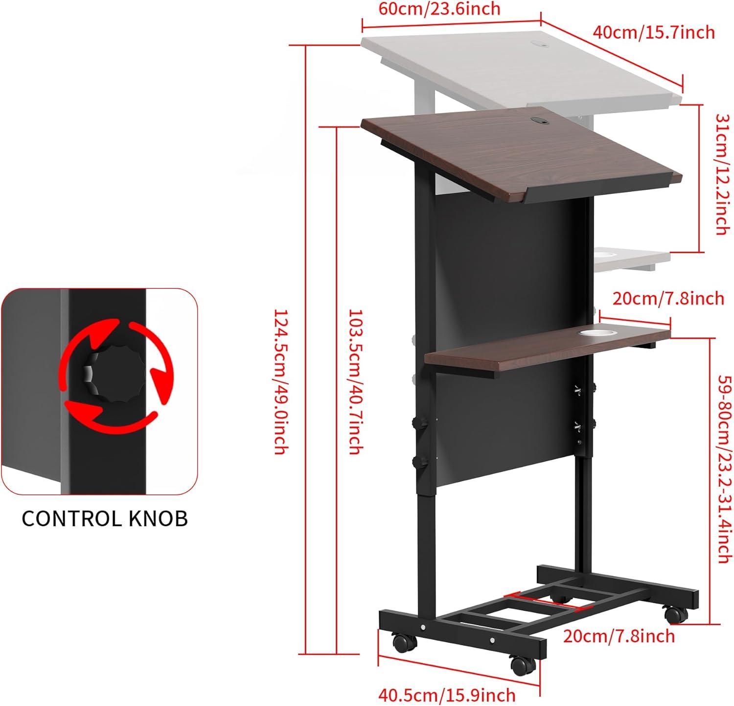 Stand Up Desk Store Mobile Adjustable Height Rolling Lectern Podium with Heavy Duty Steel Frame