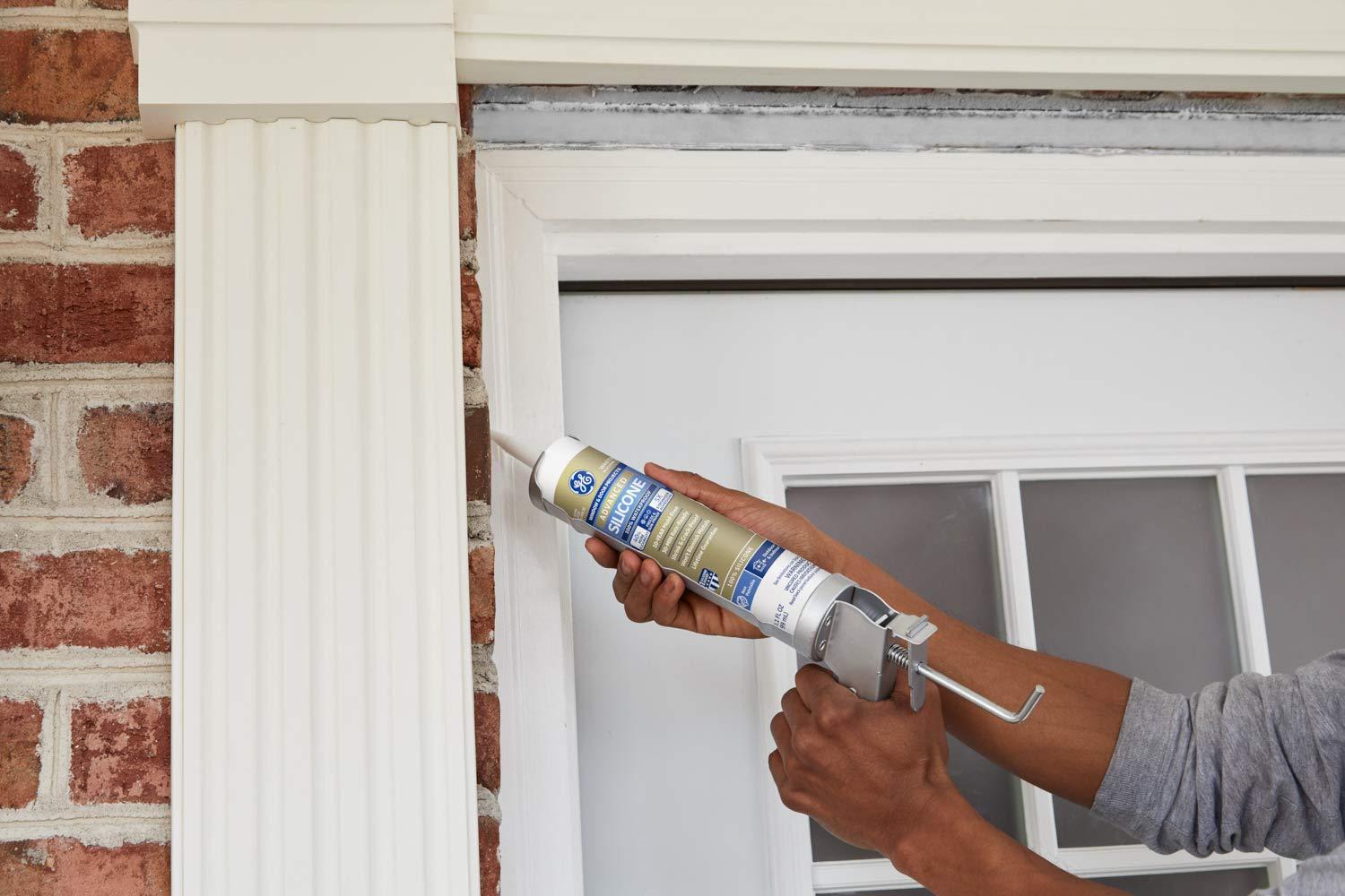 GE Advanced Silicone 2 Windows, Doors, Exteriors 10.1-oz Window door Light Gray Silicone Caulk