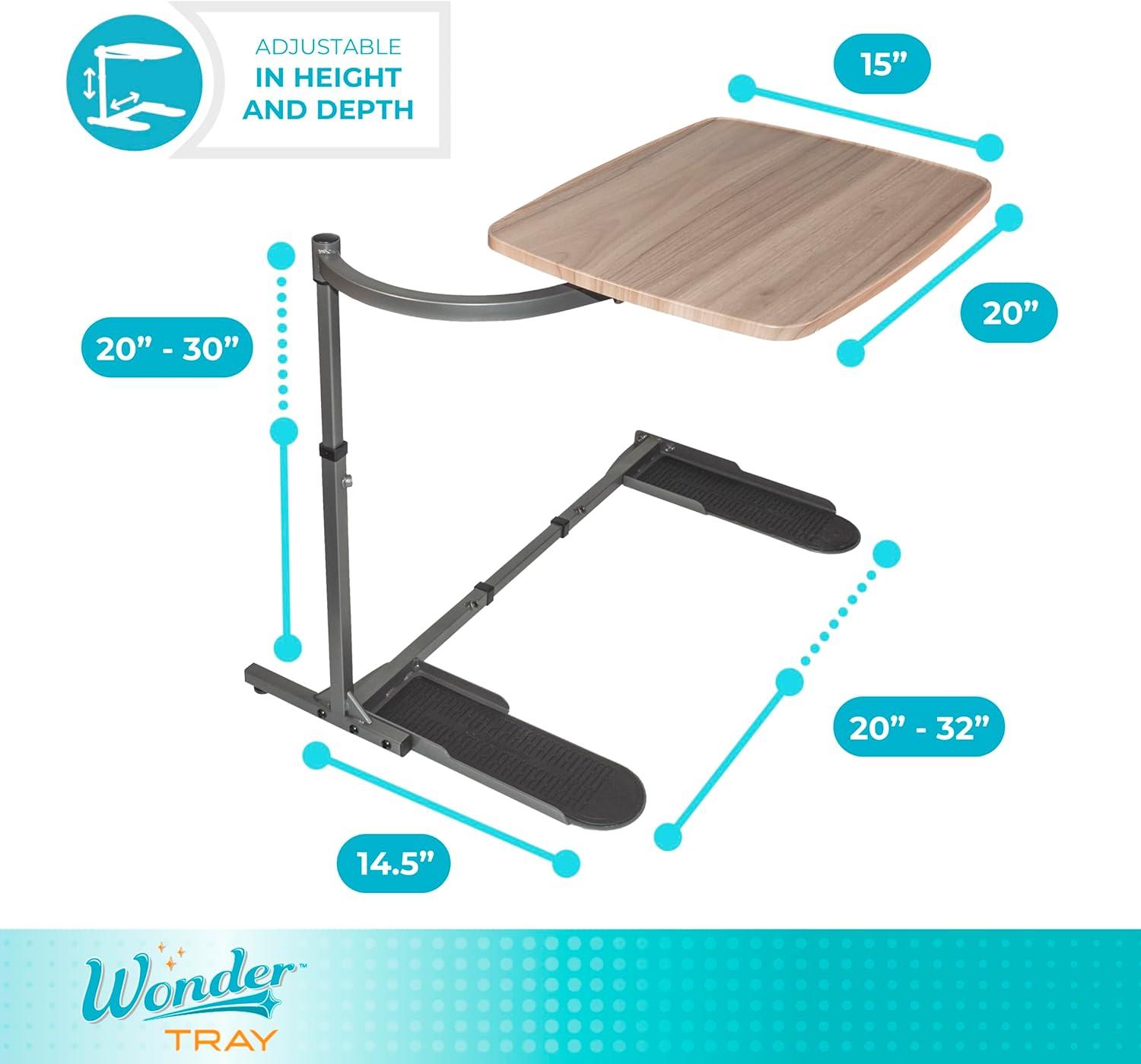 Stander Wonder Tray, Adjustable Swivel TV Tray Table, Large Laptop Stand, Couch Desk, Side Table & Gaming Desk, Tray for Eating on Couches, Chairs & Recliners, Graphite Base with Ash Gray Tray