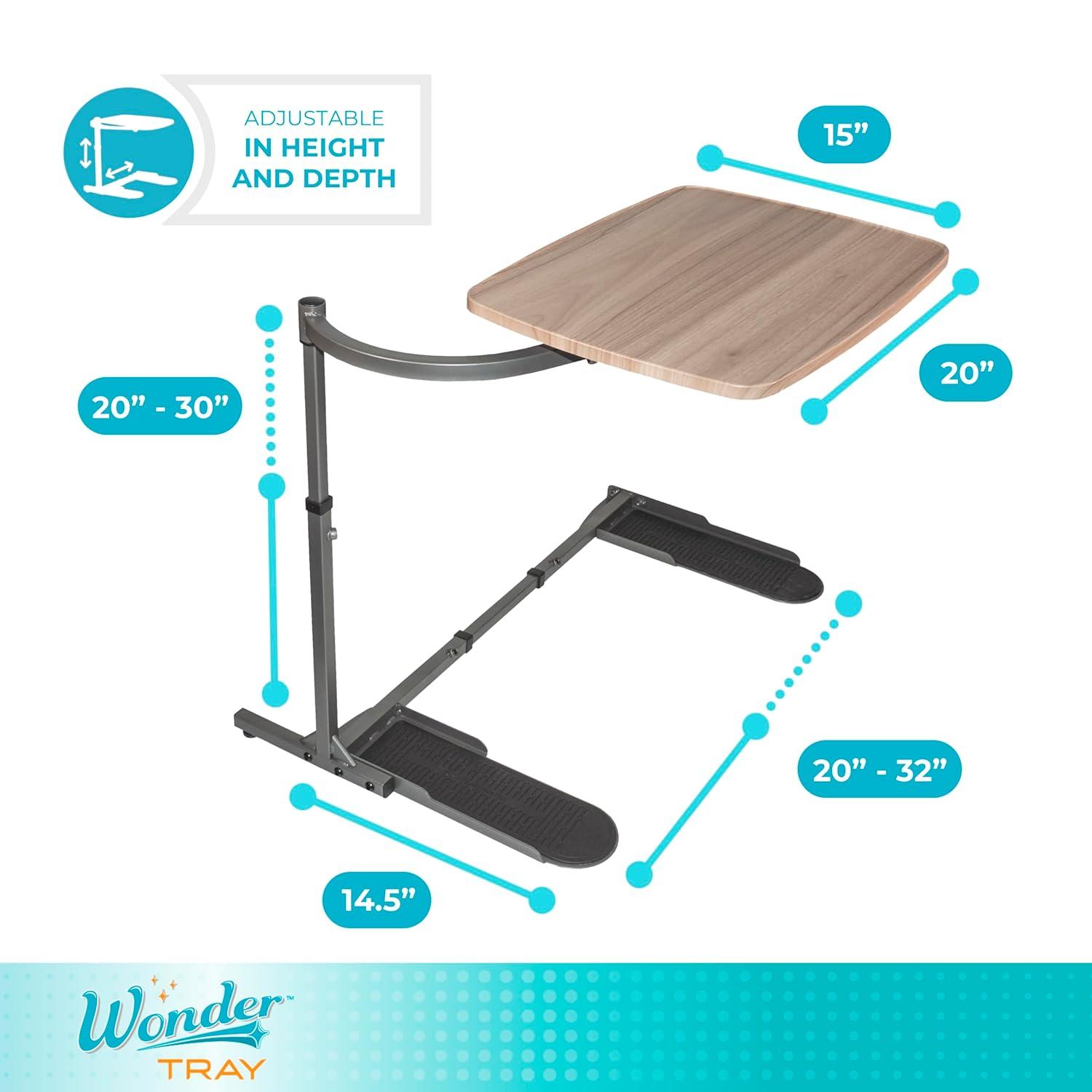 Stander Wonder Tray, Adjustable Swivel TV Tray Table, Large Laptop Stand, Couch Desk, Side Table & Gaming Desk, Tray for Eating on Couches, Chairs & Recliners, Graphite Base with Ash Gray Tray