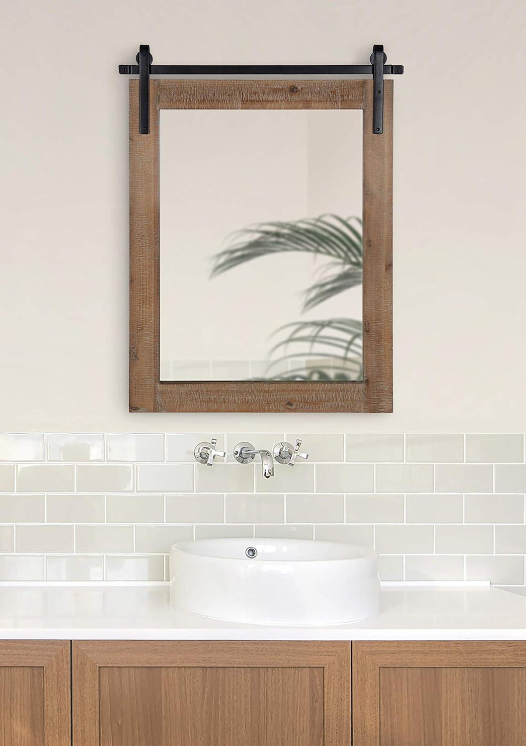 22" x 30" Cates Rectangle Wall Mirror Rustic Brown - Kate & Laurel All Things Decor