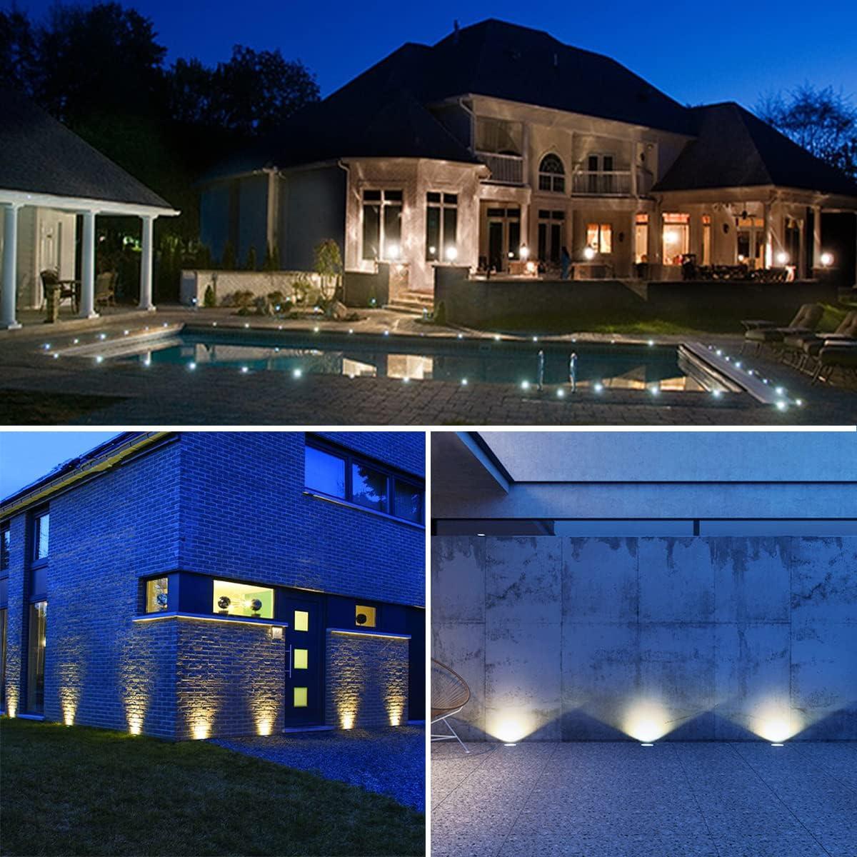 EAGLOD LED Low Voltage Landscape Lights With Connectors 1W Well Lights, 12V-24V In-Ground IP67 Waterproof 3000K Soft Warm White 100 Lumen for Up Lighting Garden Plant, Driveway (12 Pack)