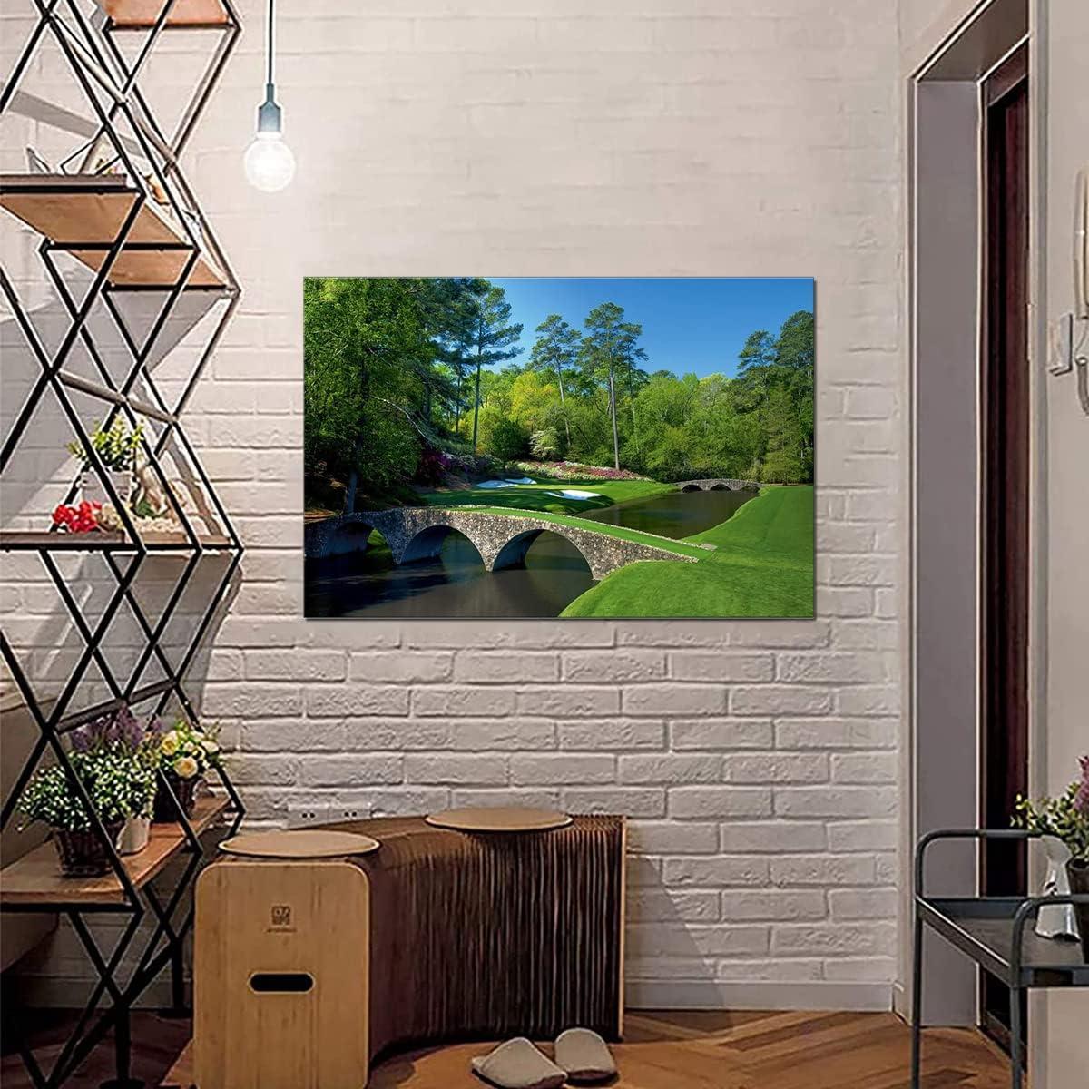 SYDposter Large Gym Men Cave Decor Golf Club Sport Landscape Artwork Canvas Painting for Bedroom Wall Art Augusta National Golf Course Home Decor Poster Print Unframed 24x36in