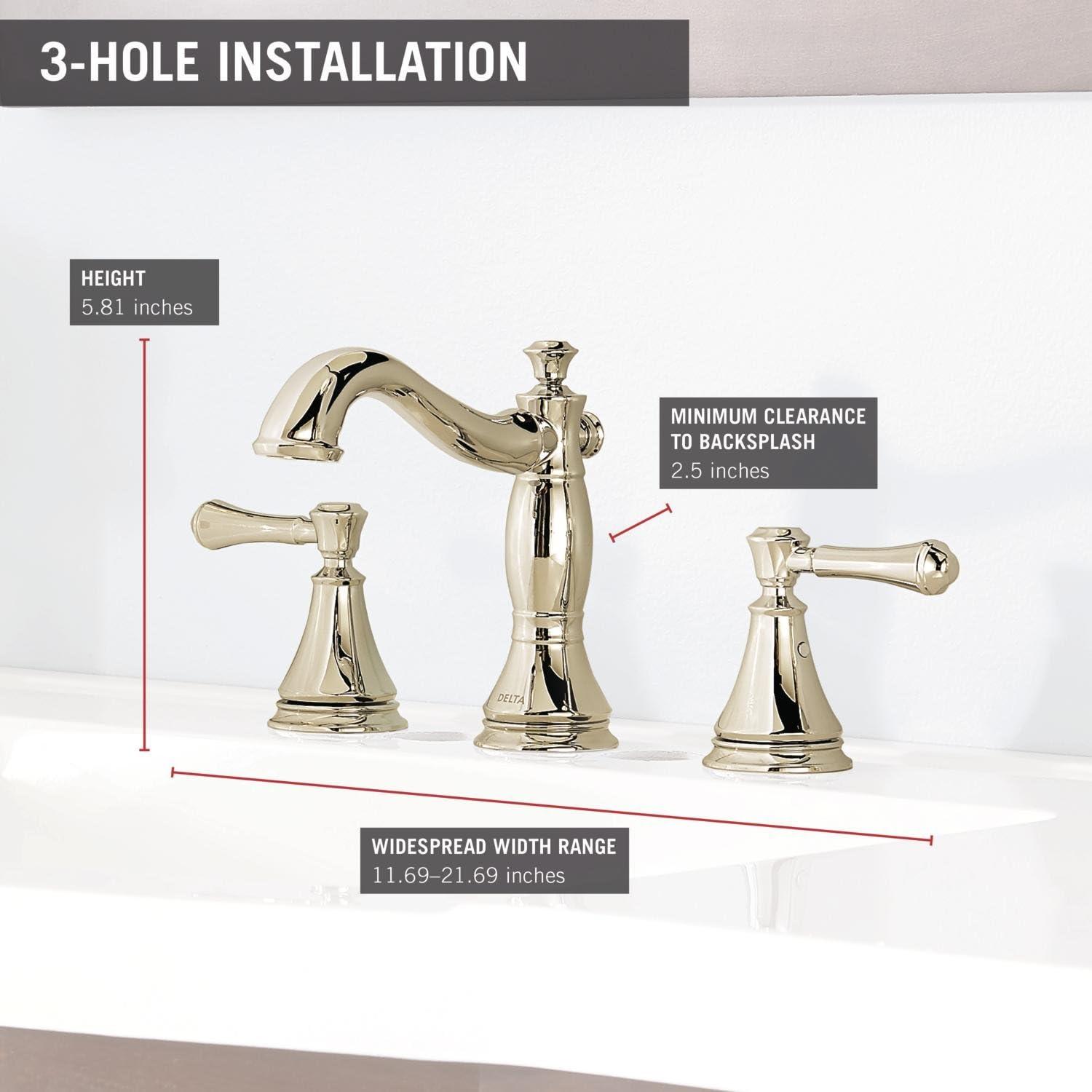 Cassidy Widespread Bathroom Faucet 3 Hole, 2-handle Bathroom Sink Faucet with Drain Assembly