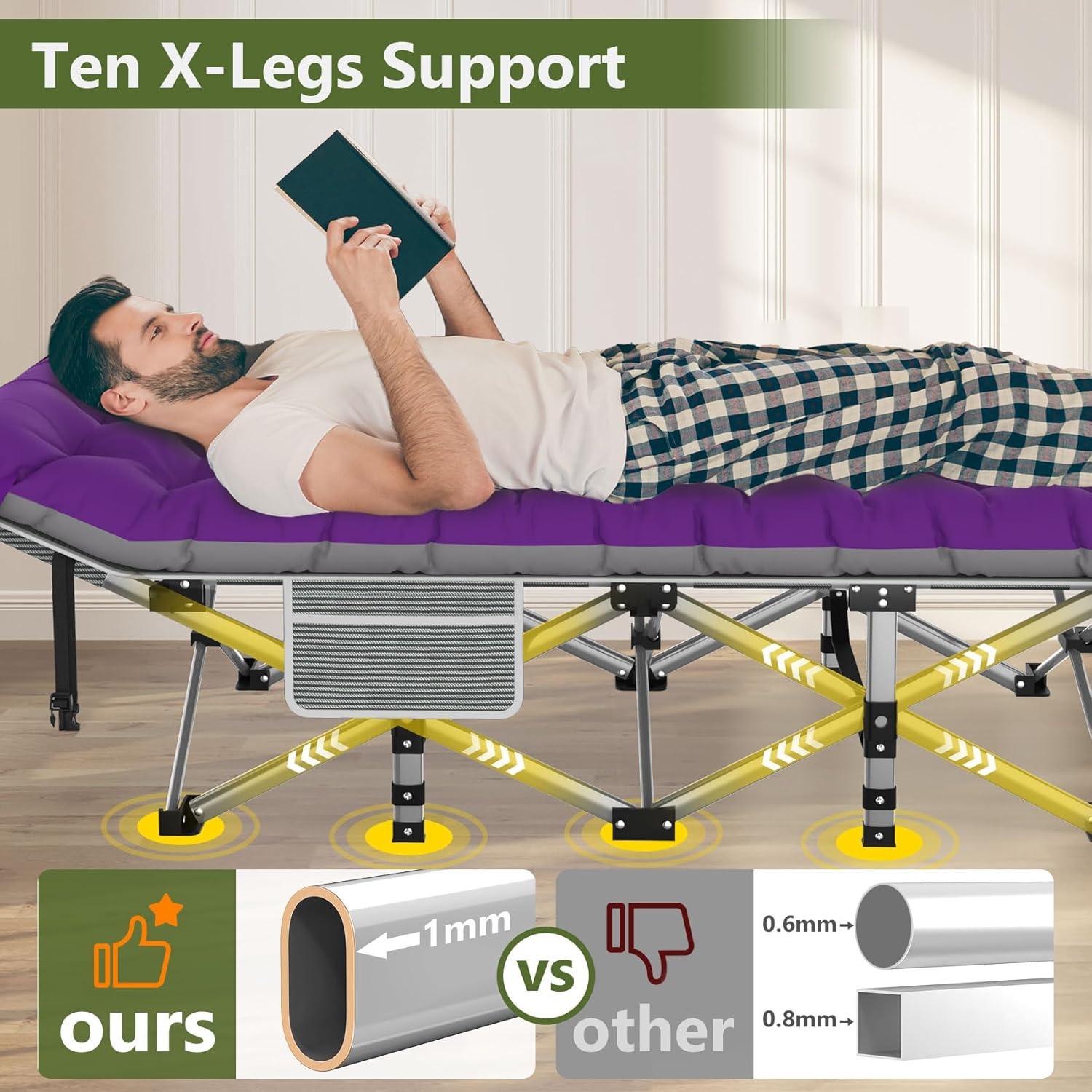 Suteck Folding Camping Cot Portable Outdoor Heavy Duty Sleeping Cot with Mattress and Carry Bag