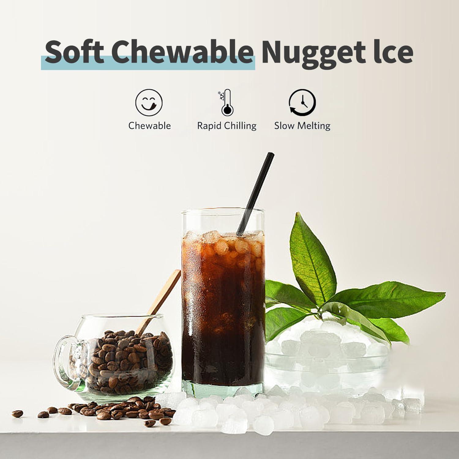 IKT Ikt Countertop Nugget Ice Maker With Side Water Tank Self-cleaning Led Light Ice Scoop 44 Lbs Daily Capacity Green