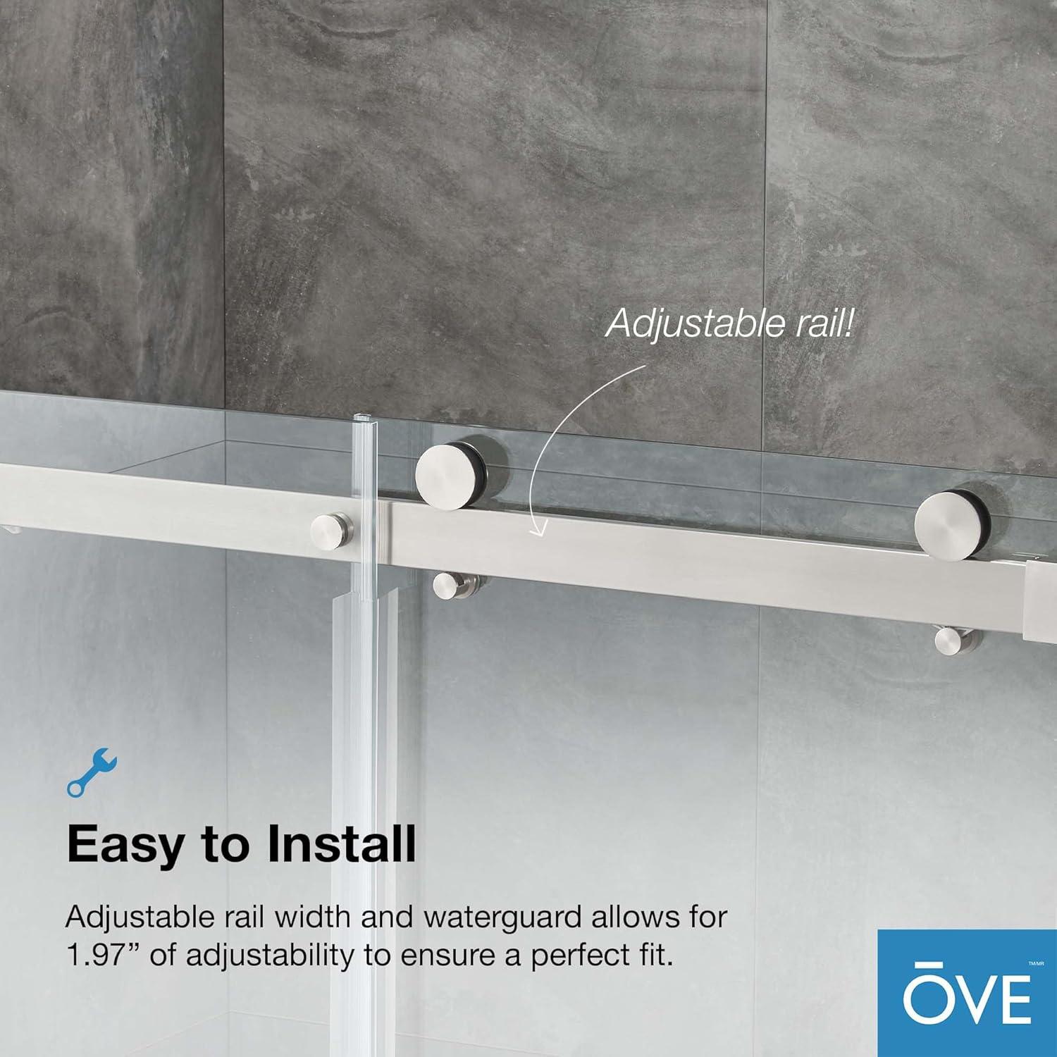 OVE Decors Bel Soft Close Satin nickel 72-in W x 78.75-in H Frameless Clear Glass Sliding Soft Close Shower door