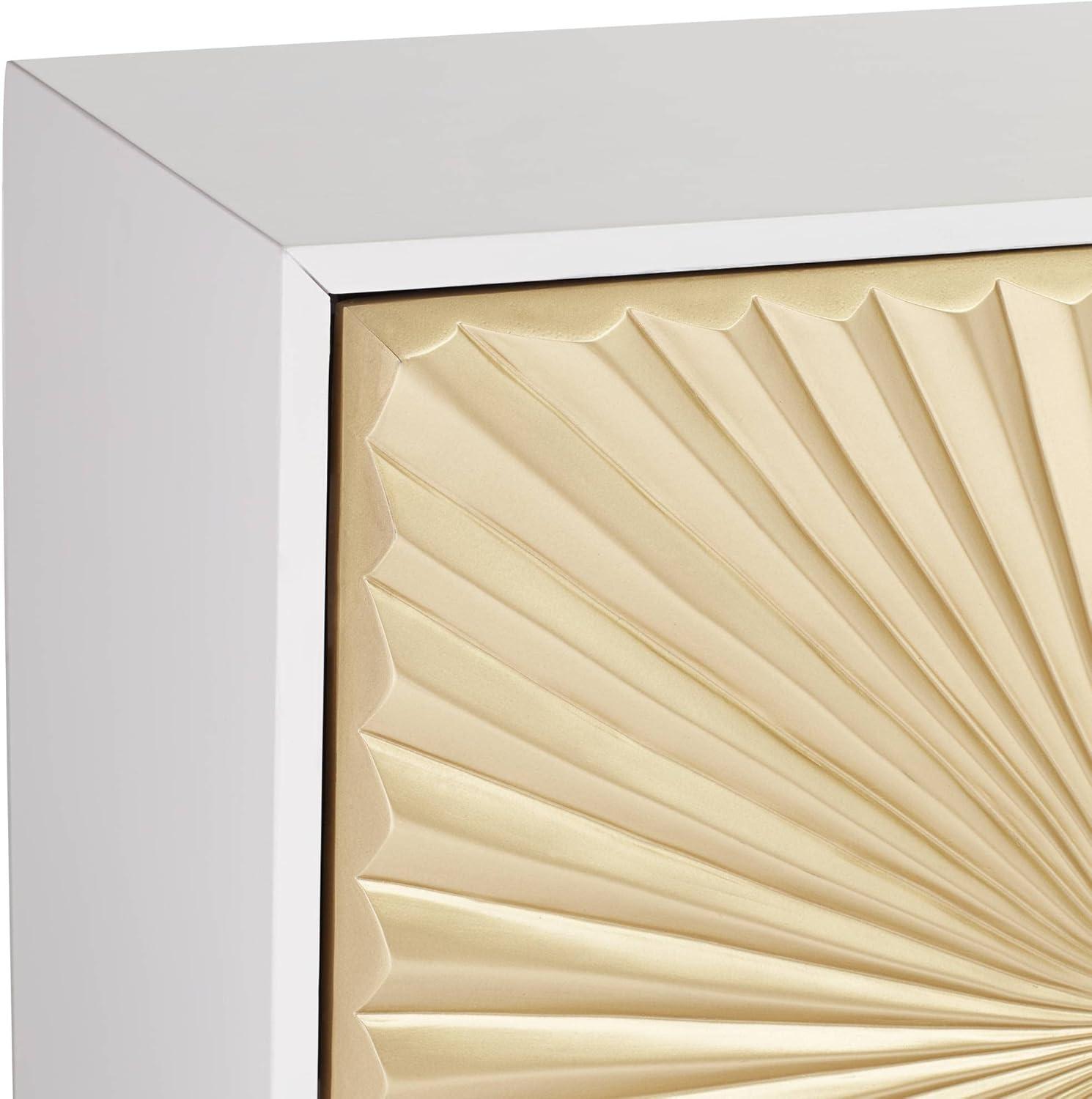 55 Downing Street Starburst 32" Wide White and Gold 2-Door Cabinet