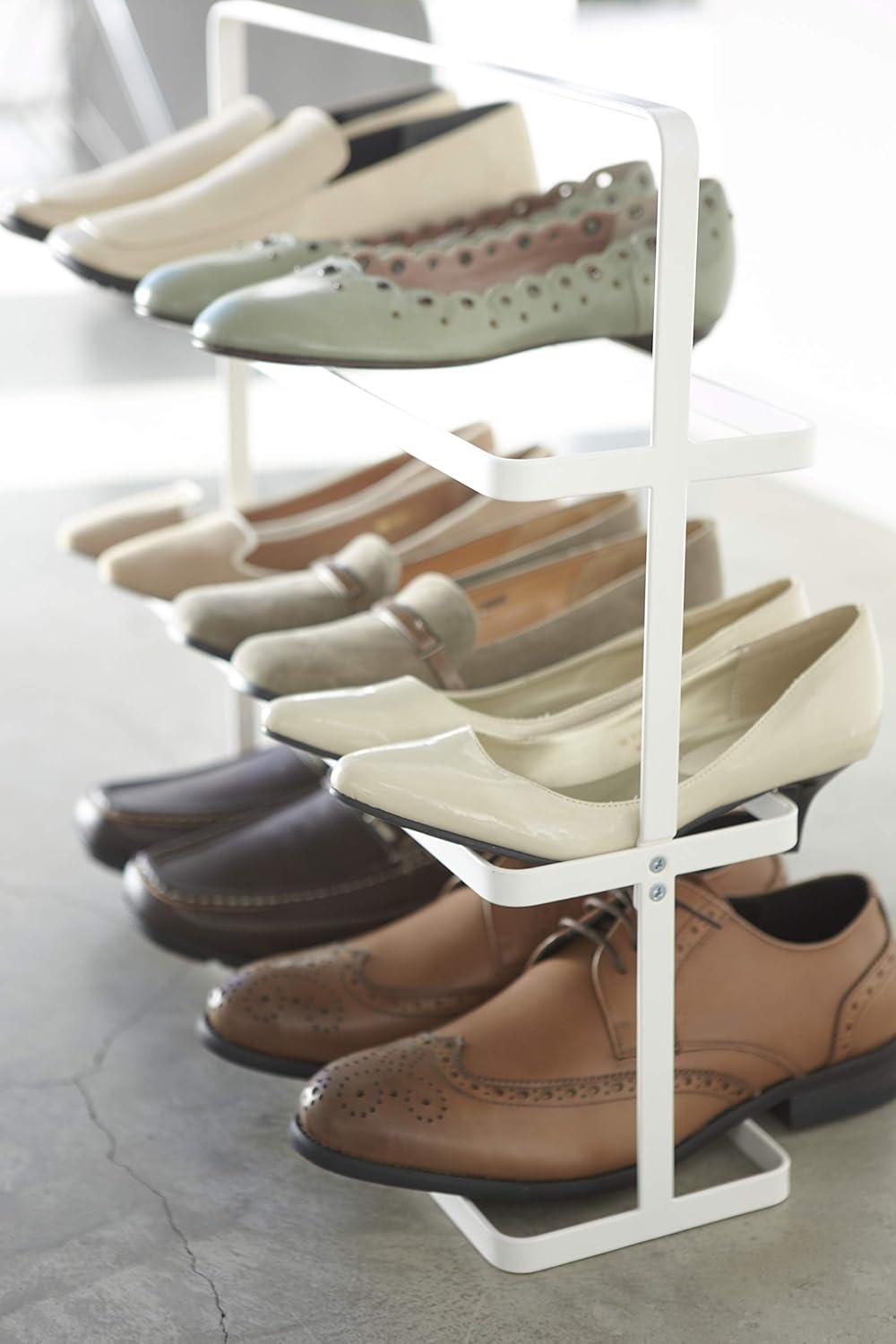 Compact Modern White Steel 3-Tier Shoe Rack