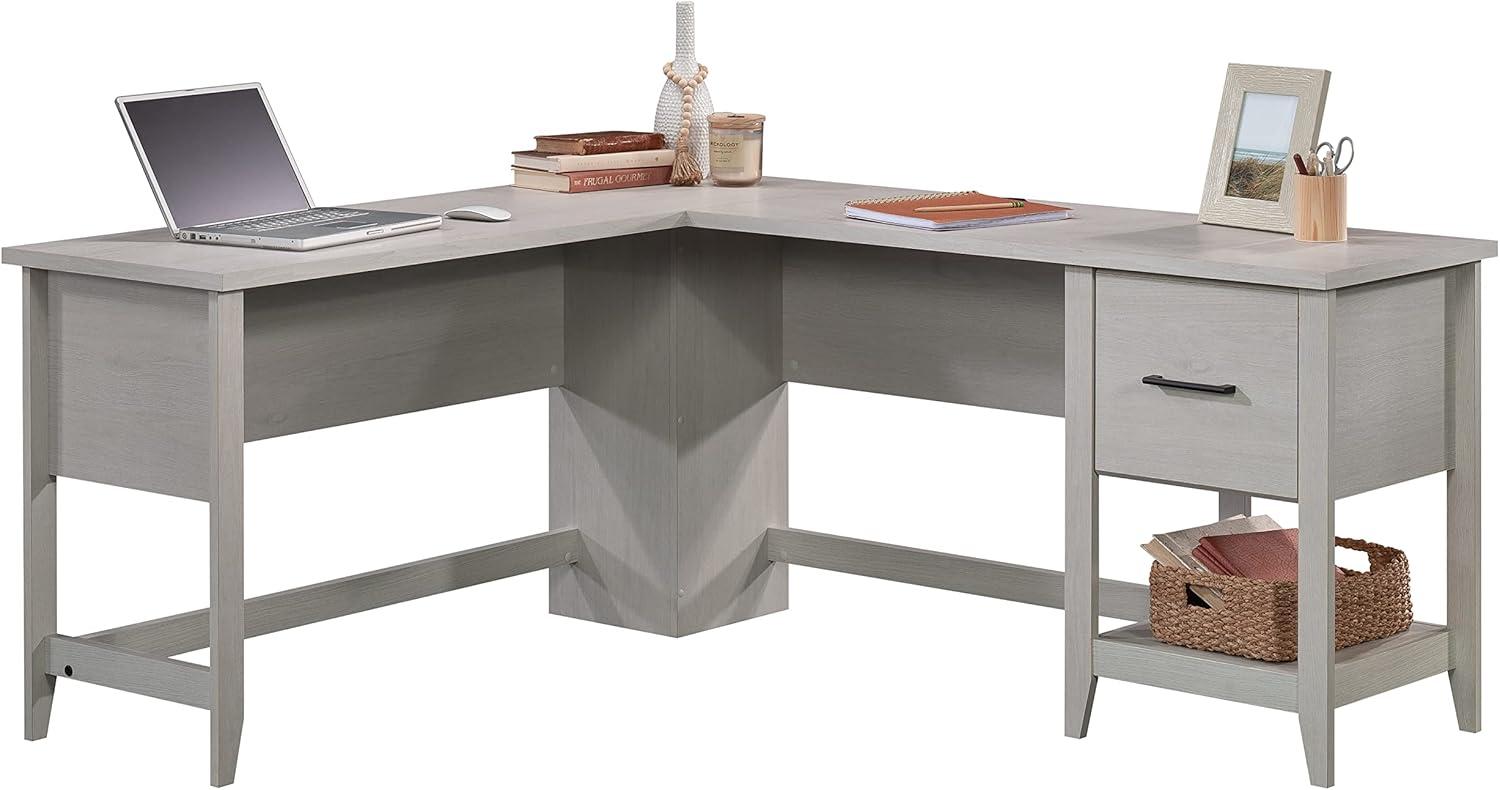 Summit Station 1 Drawer L Shaped Desk Glacier Oak - Sauder: Home Office Furniture with Metal Hardware & Laminated Finish