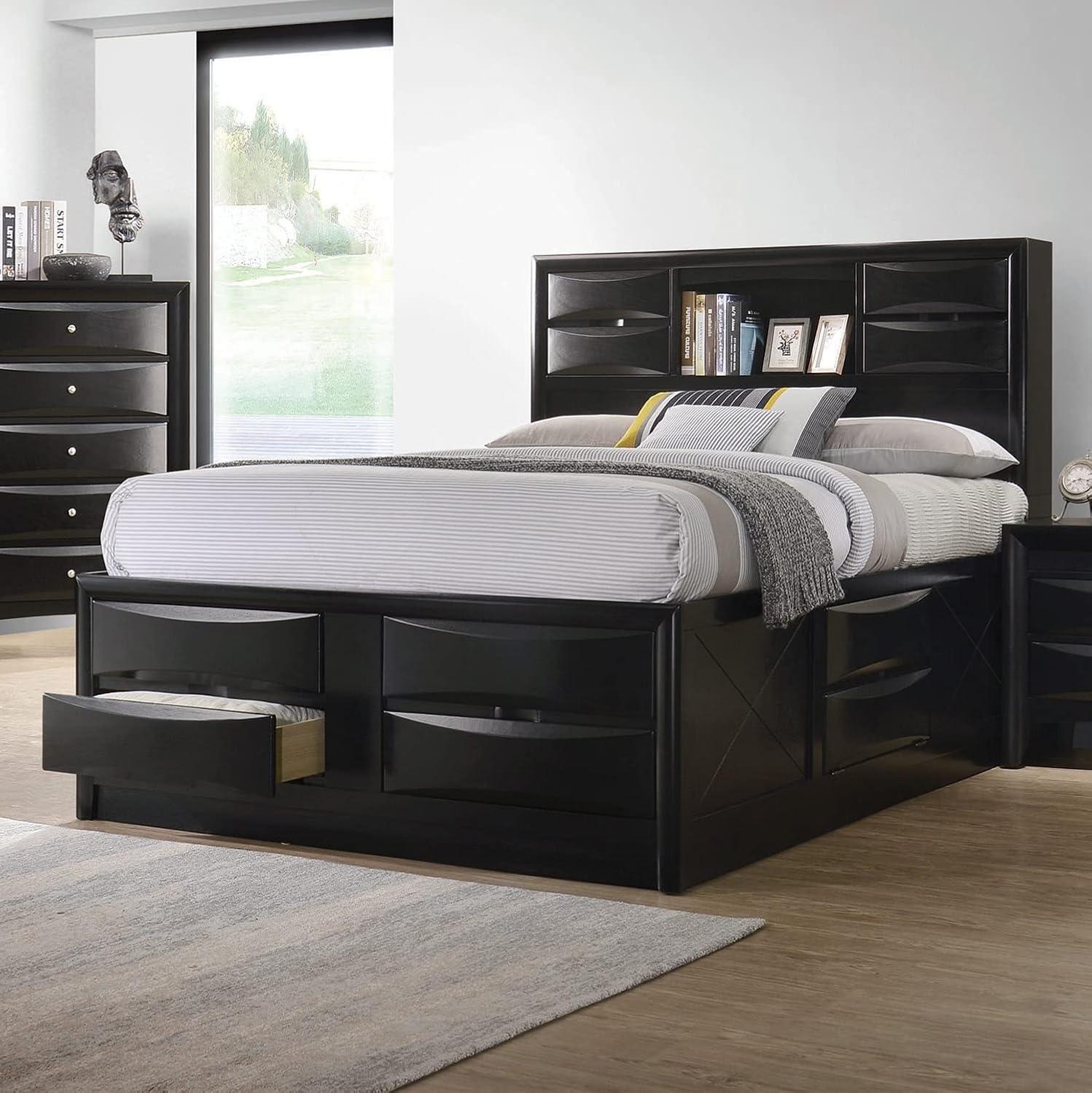 Briana Storage Bedroom Set with Bookcase Headboard Black