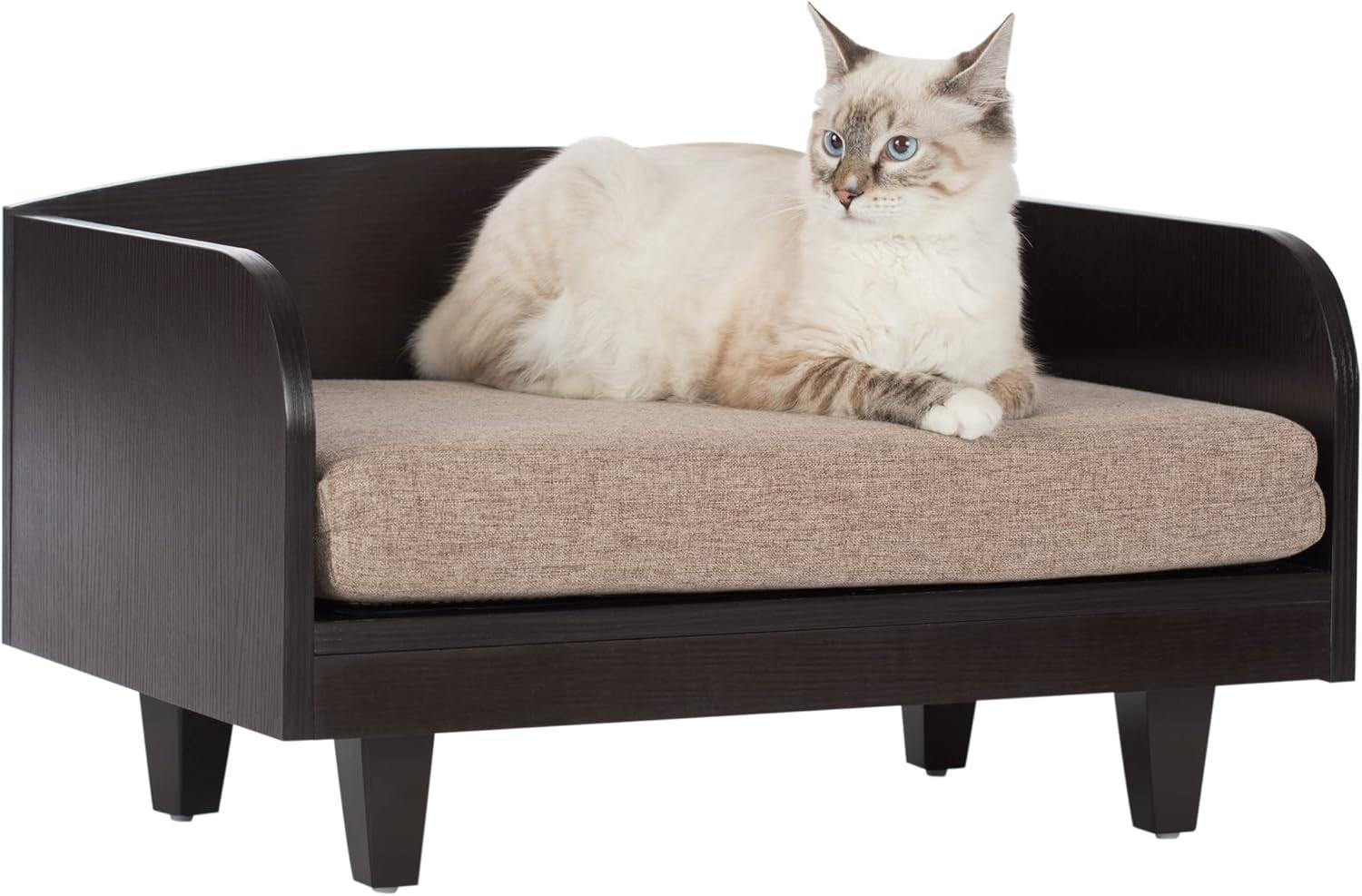 Paws & Purrs Raised Wood Frame Pet Bed for Dog or Cat with Easy to Clean Mattress