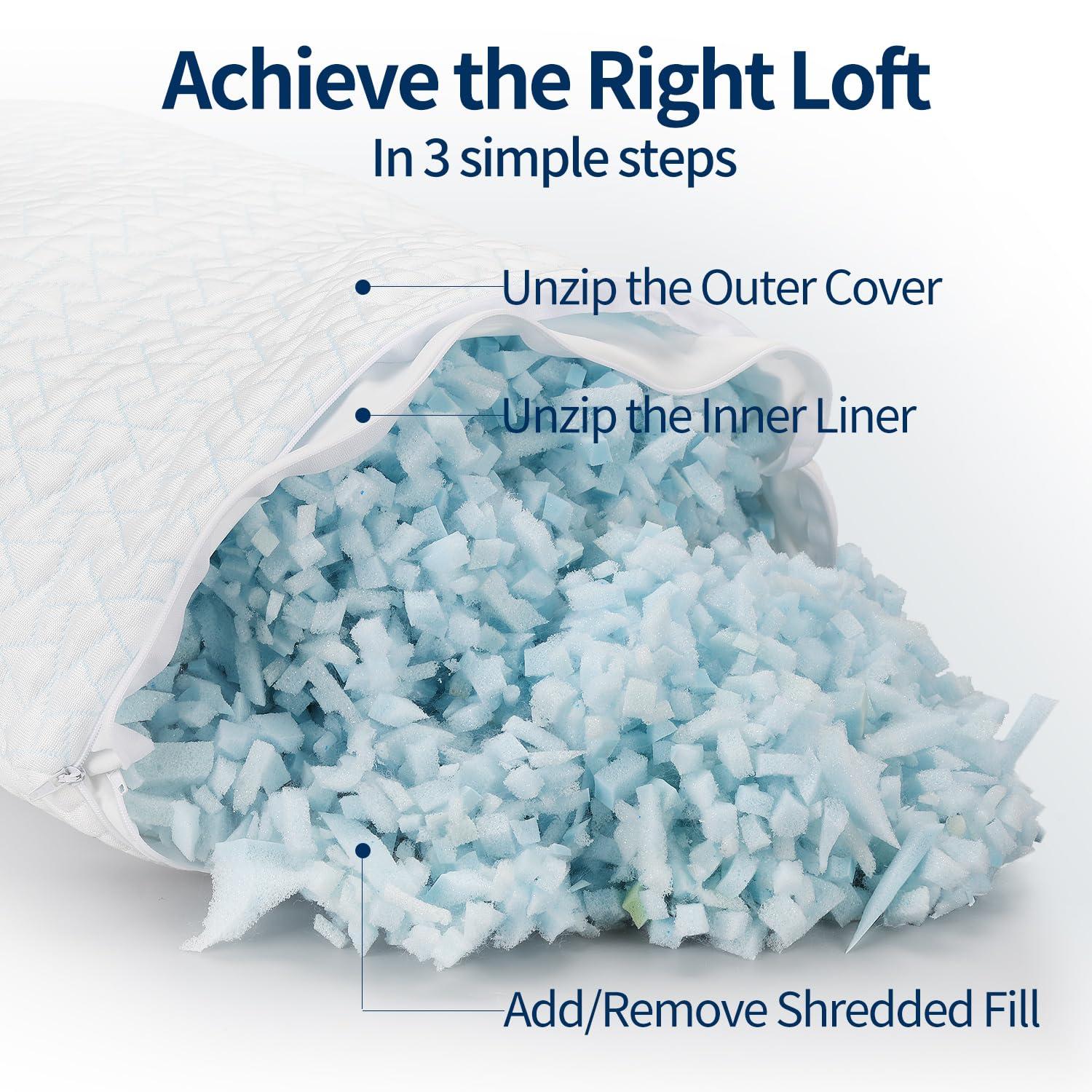 Arsny Cooling Queen Shredded Memory Foam Bed Pillows - Gel-Infused (2 Count)