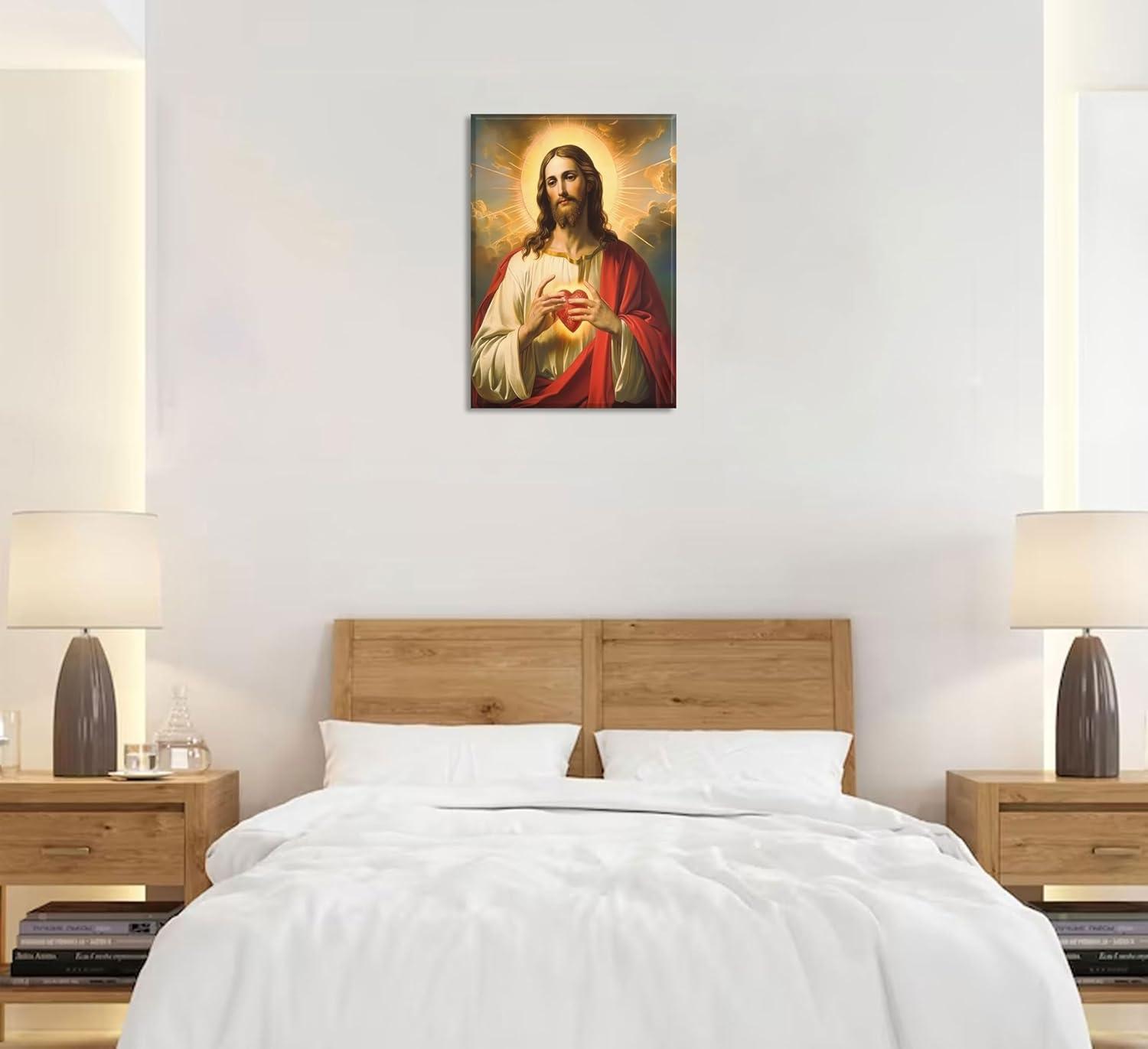 Sacred Heart of Jesus Religious Canvas Wall Art